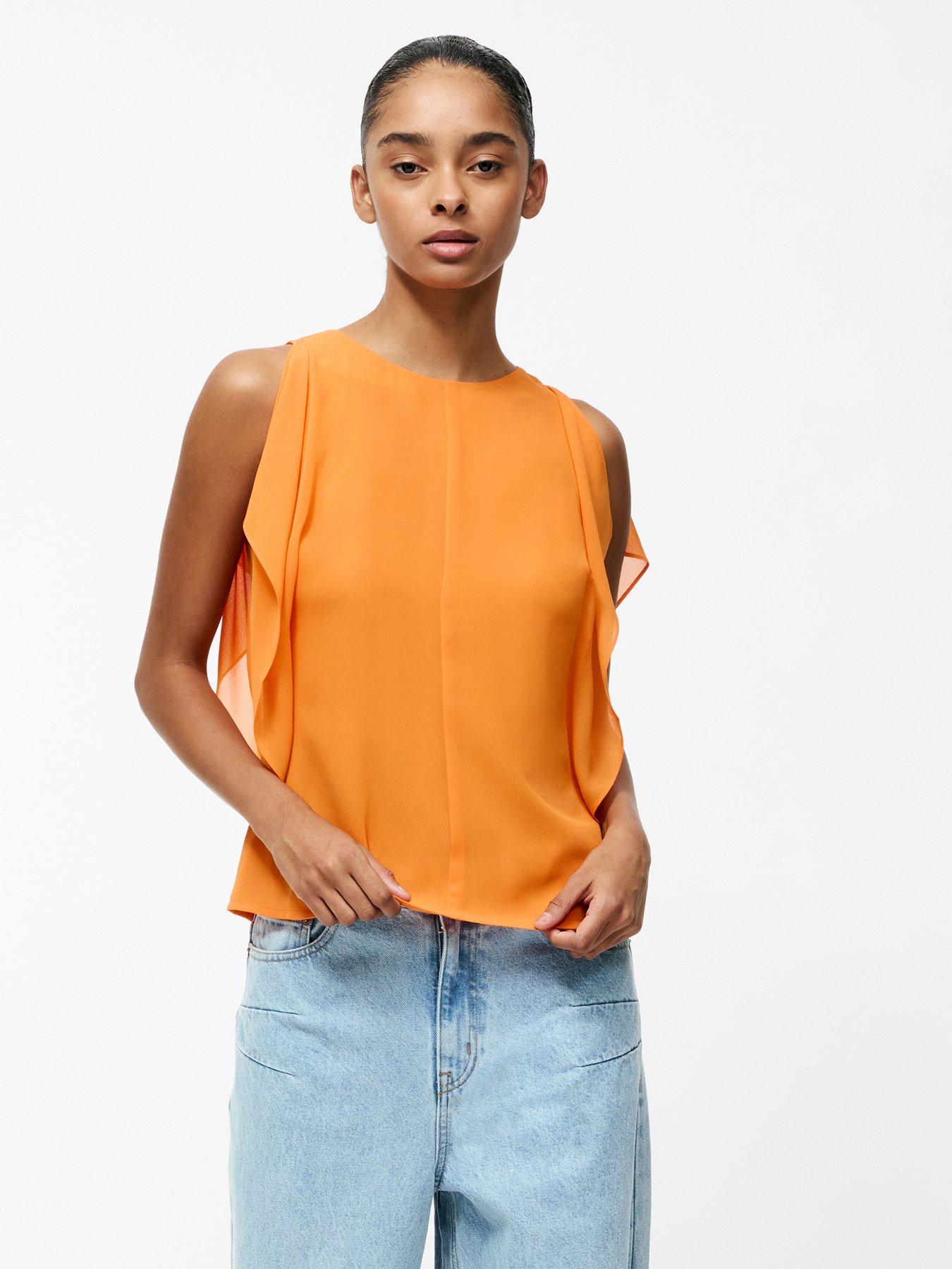 french-connection-flutter-short-sleeve-round-neck-blouse