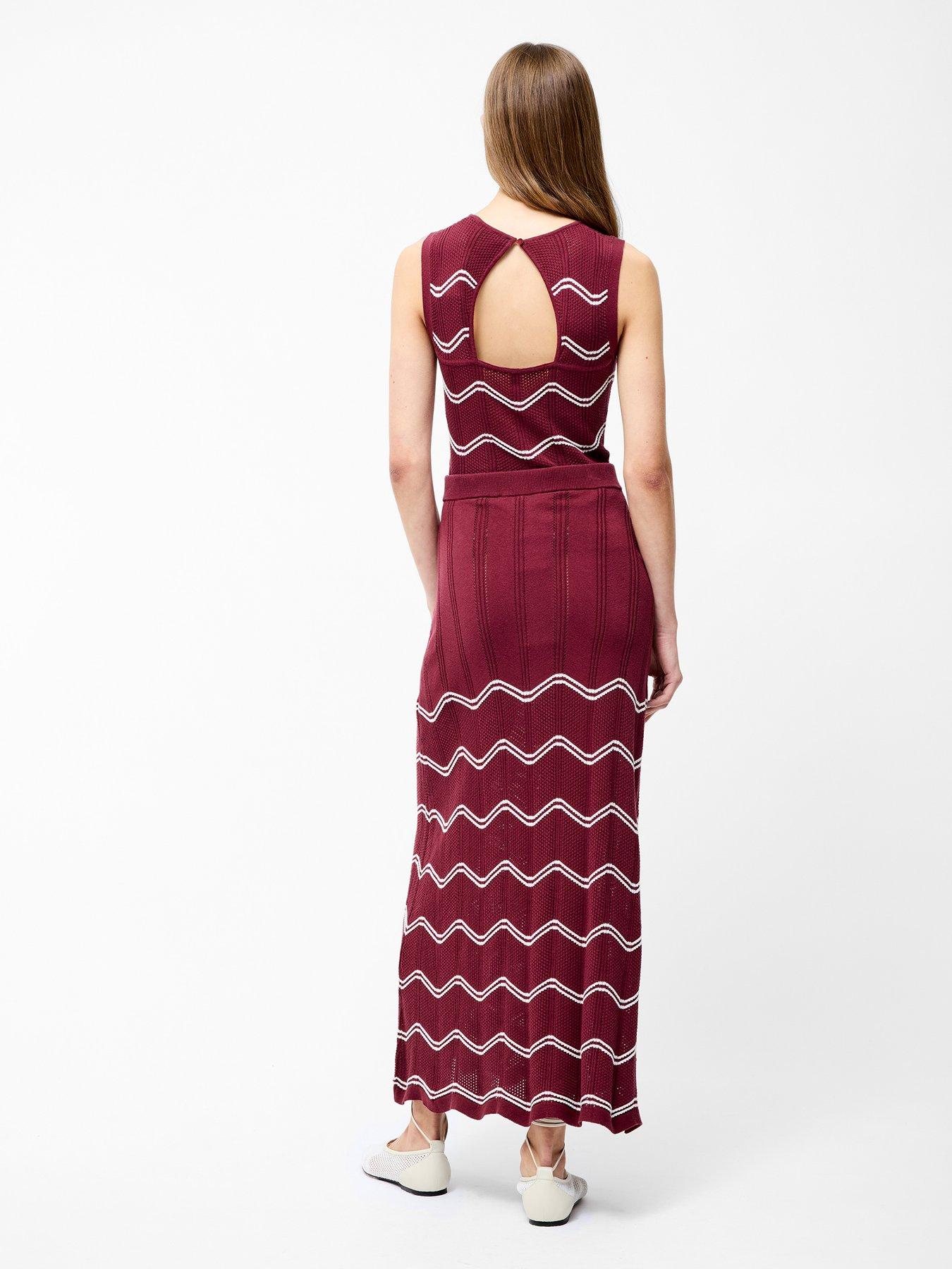 stillFront image of french-connection-cotton-crotchet-striped-maxi-skirt