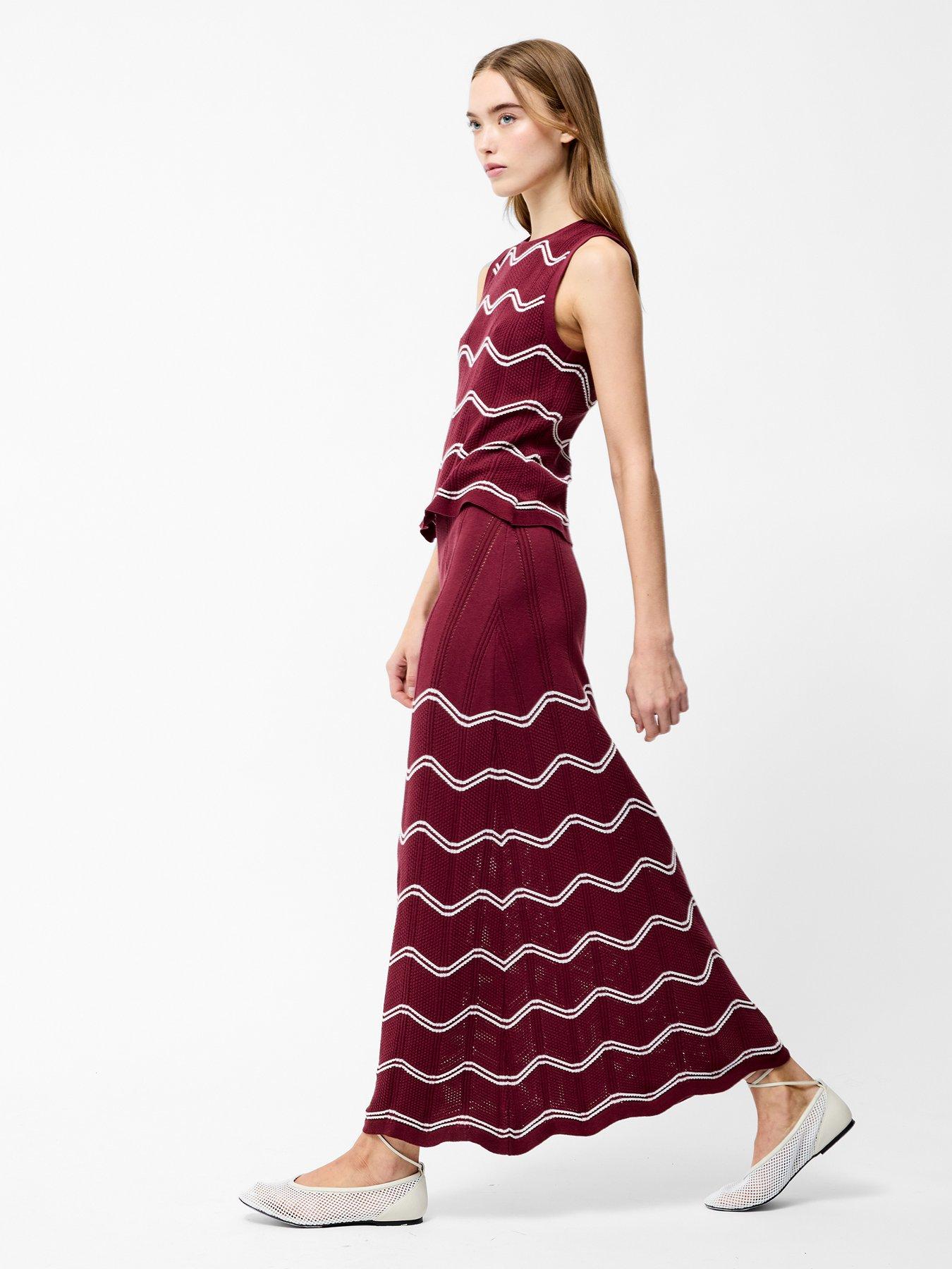  image of french-connection-cotton-crotchet-striped-maxi-skirt