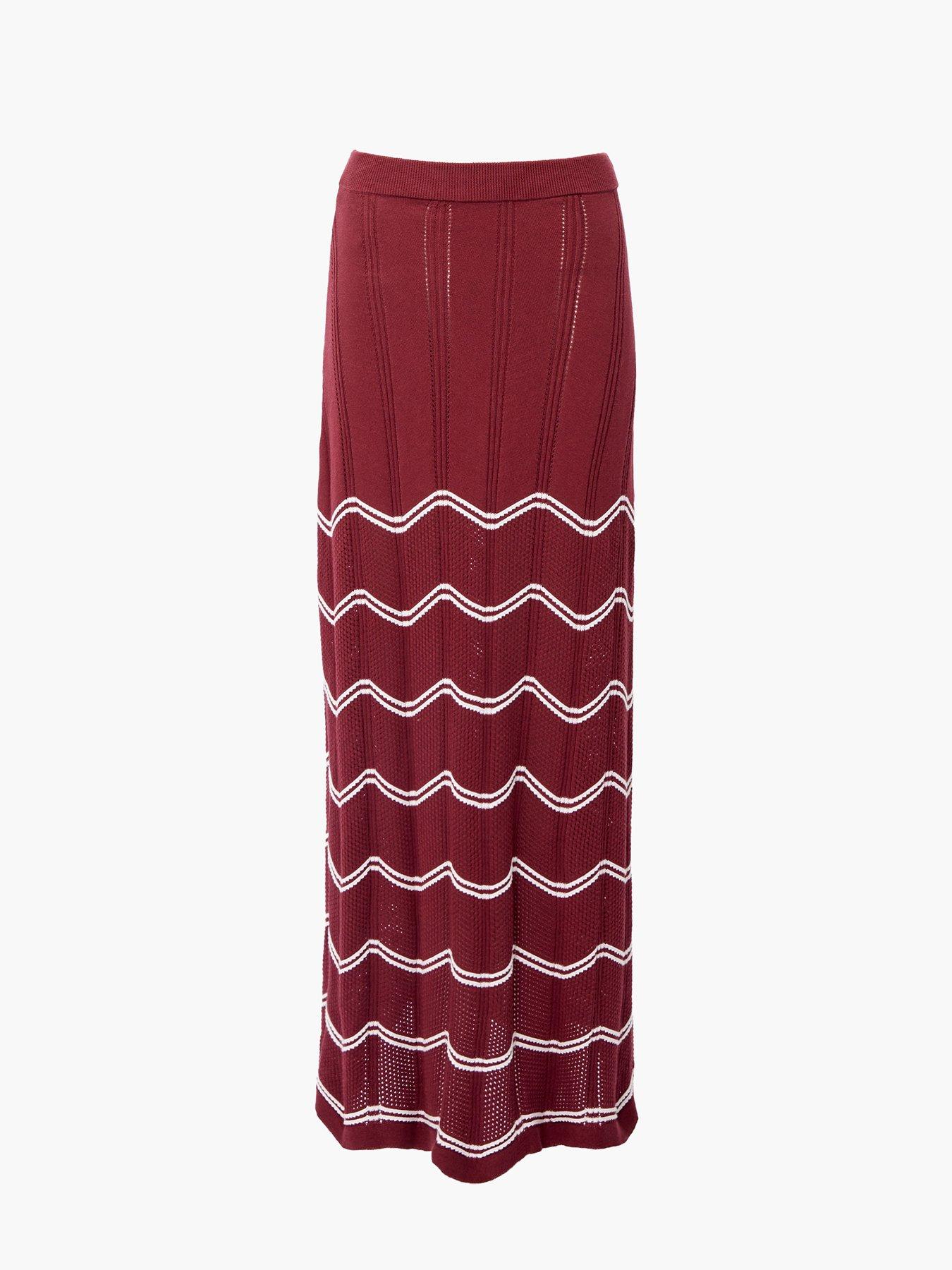  image of french-connection-cotton-crotchet-striped-maxi-skirt