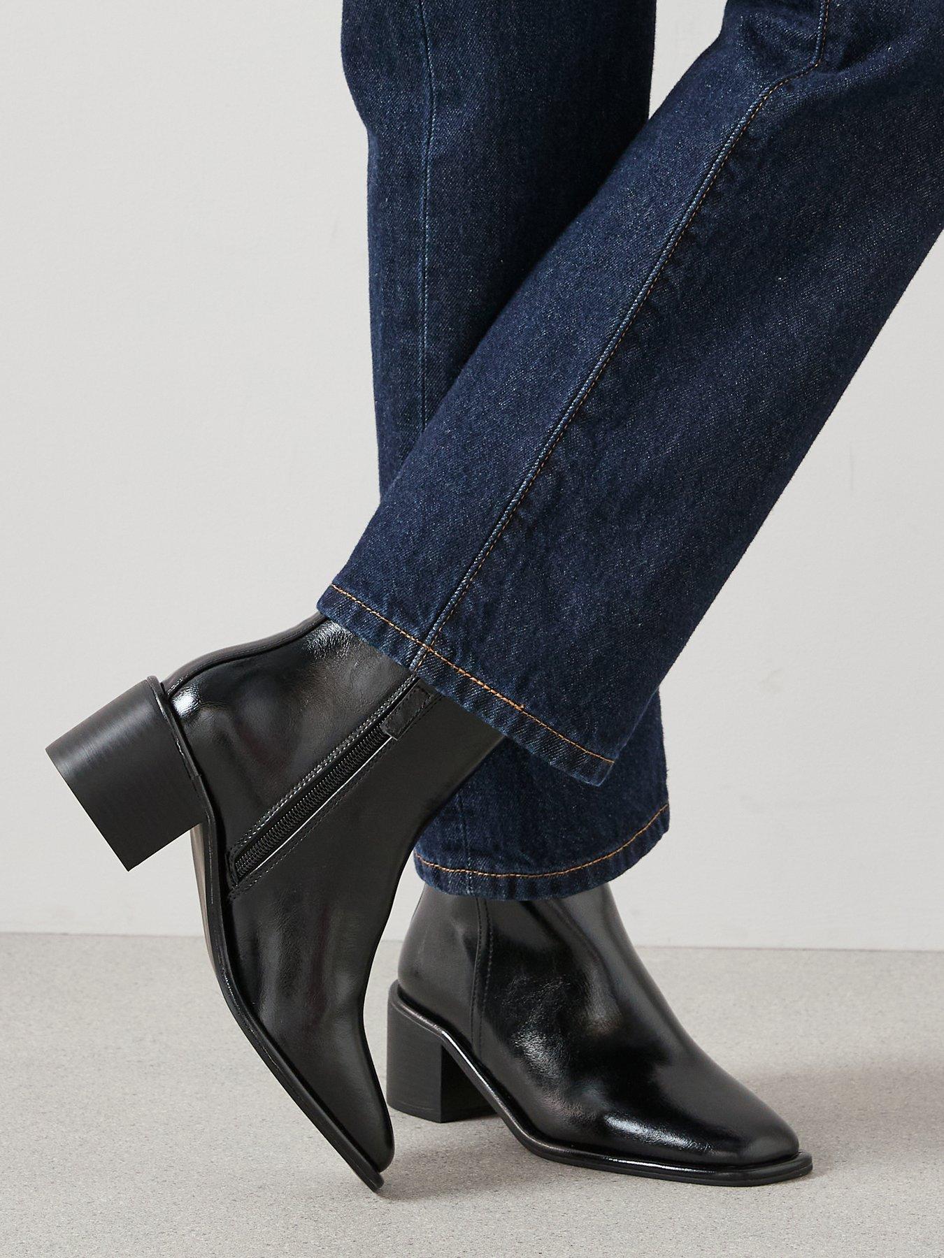 Image 1 of 8 of The Very Collection Block Heel Ankle Boot - Black
