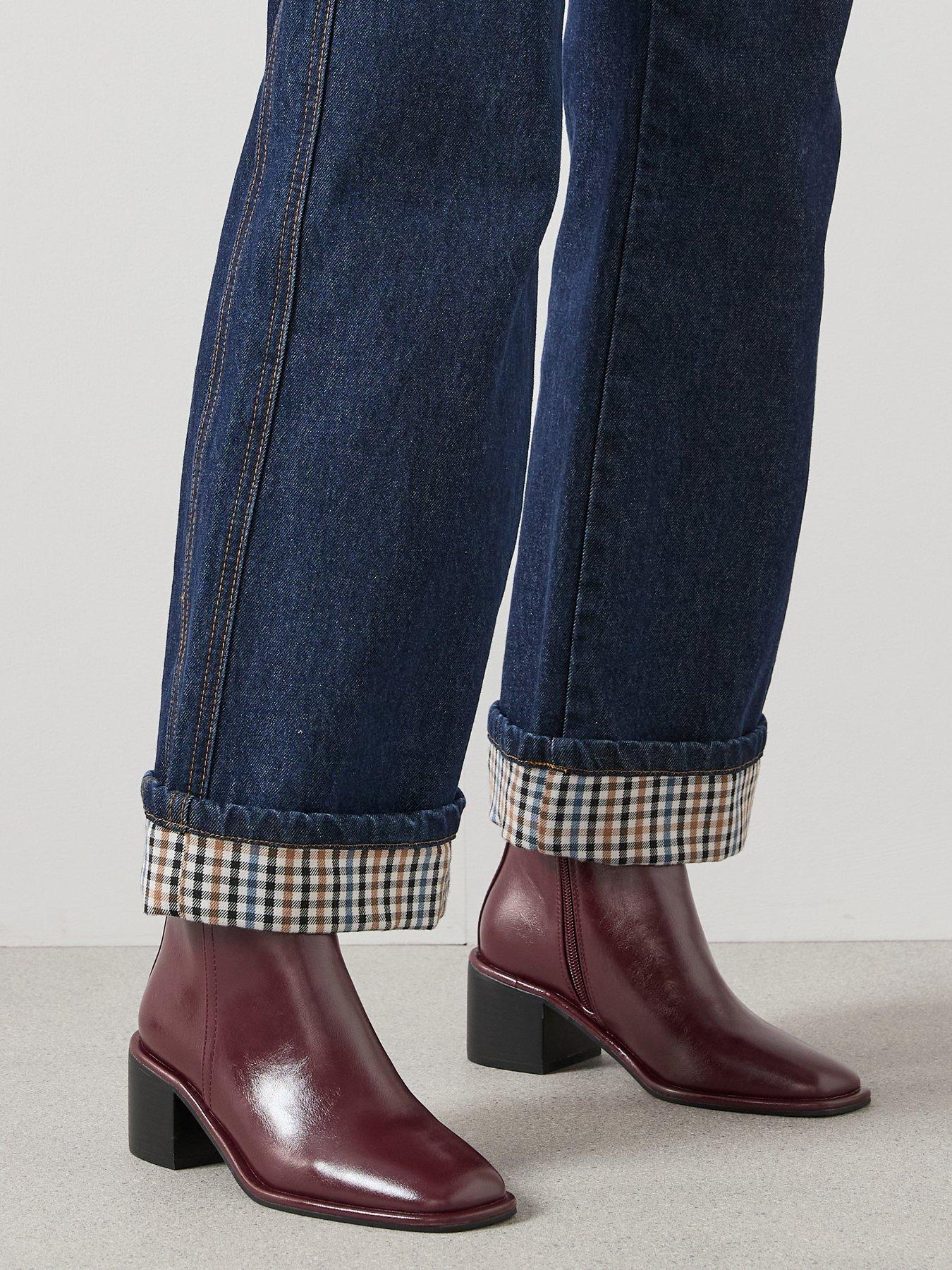  image of the-very-collection-block-heel-ankle-boot-burgundy