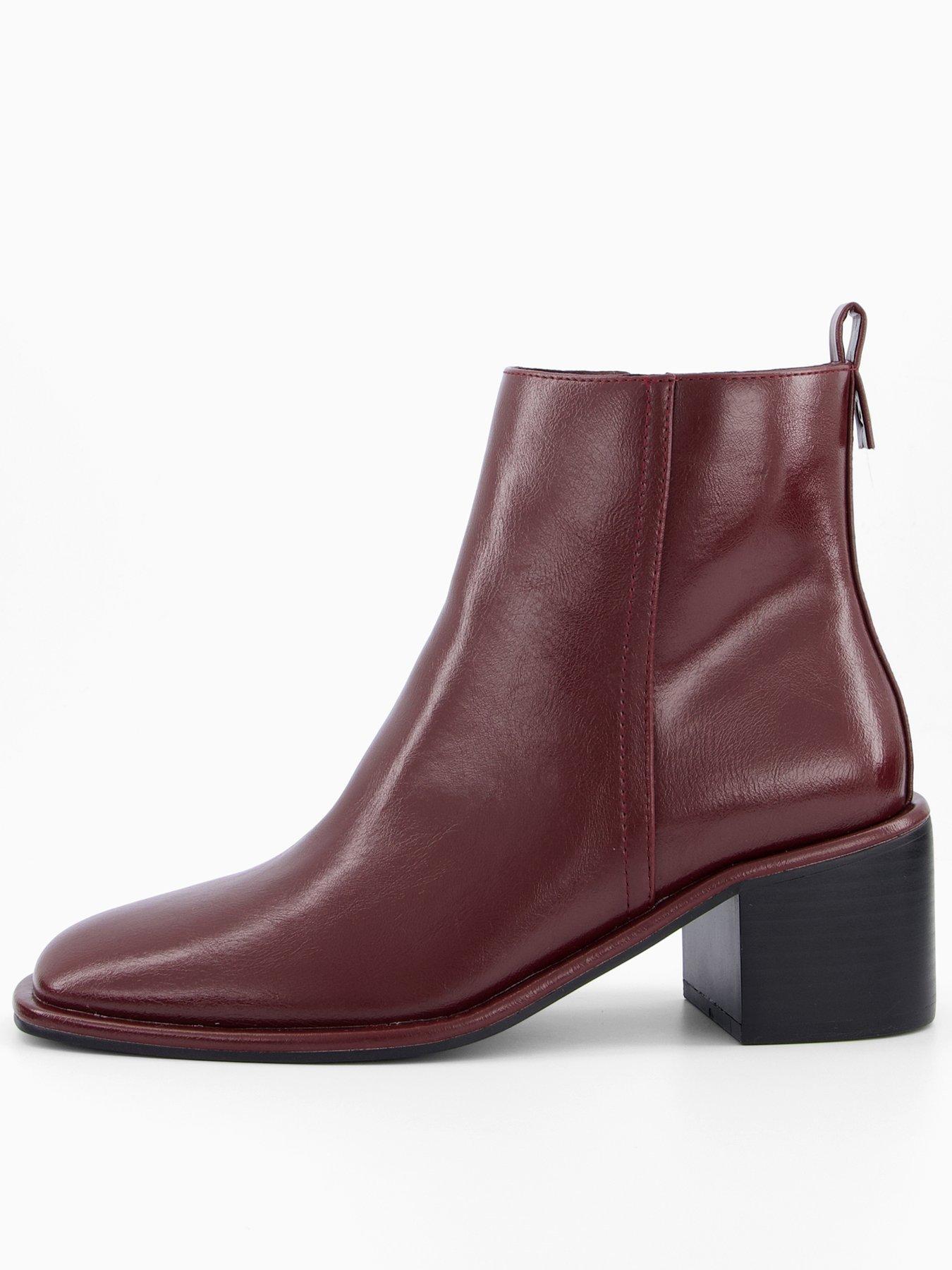  image of the-very-collection-block-heel-ankle-boot-burgundy