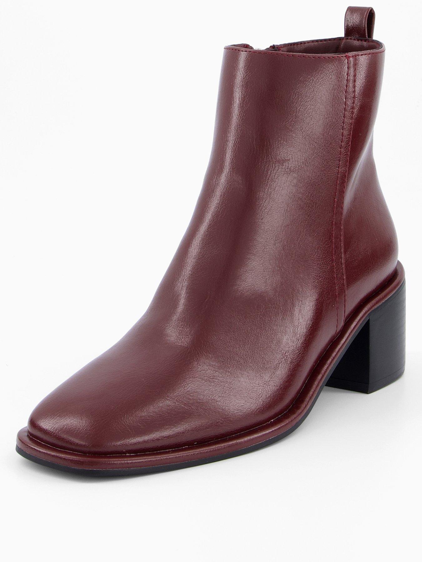  image of the-very-collection-block-heel-ankle-boot-burgundy