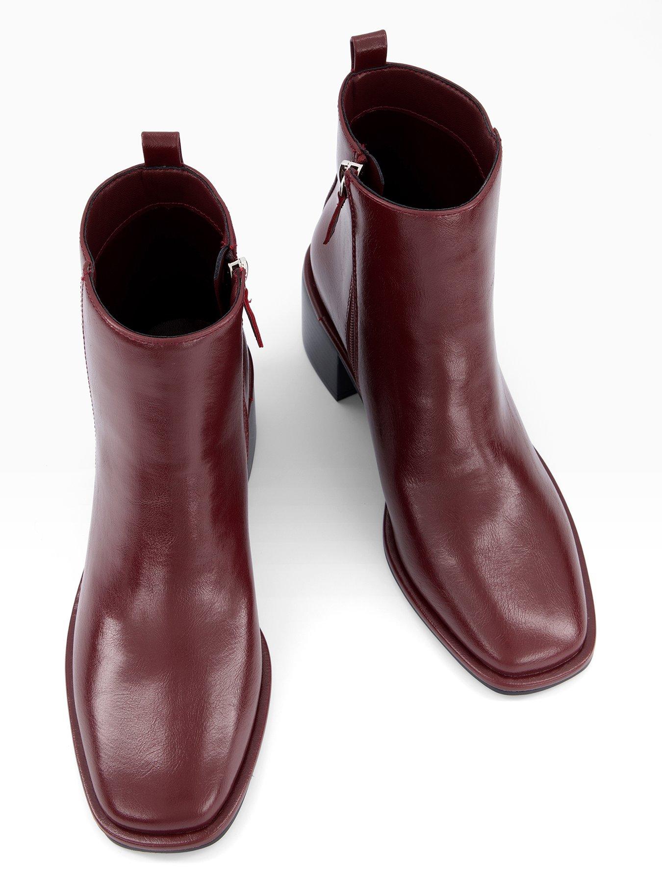  image of the-very-collection-block-heel-ankle-boot-burgundy