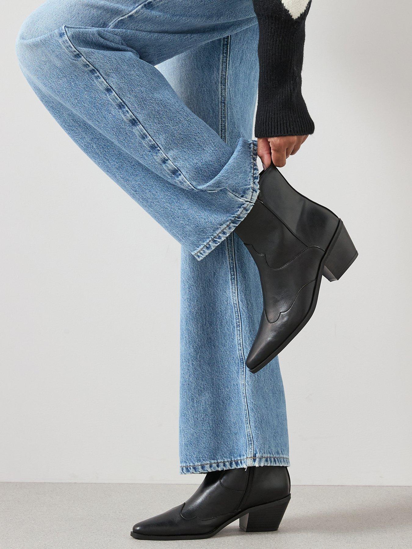 front image of the-very-collection-point-western-bootnbsp--black