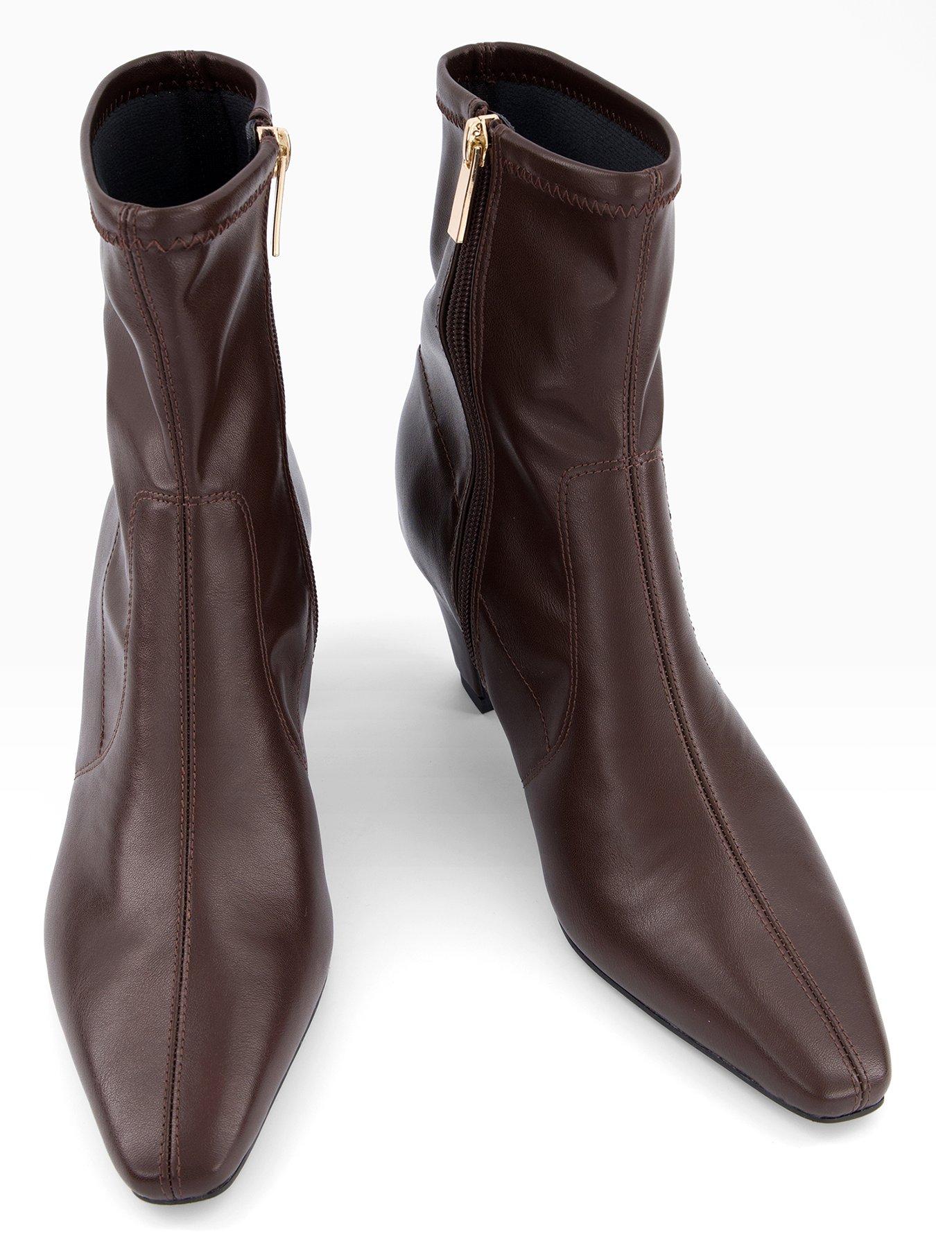 Image 4 of 7 of The Very Collection Chiselle Toe Sock Boot - Brown