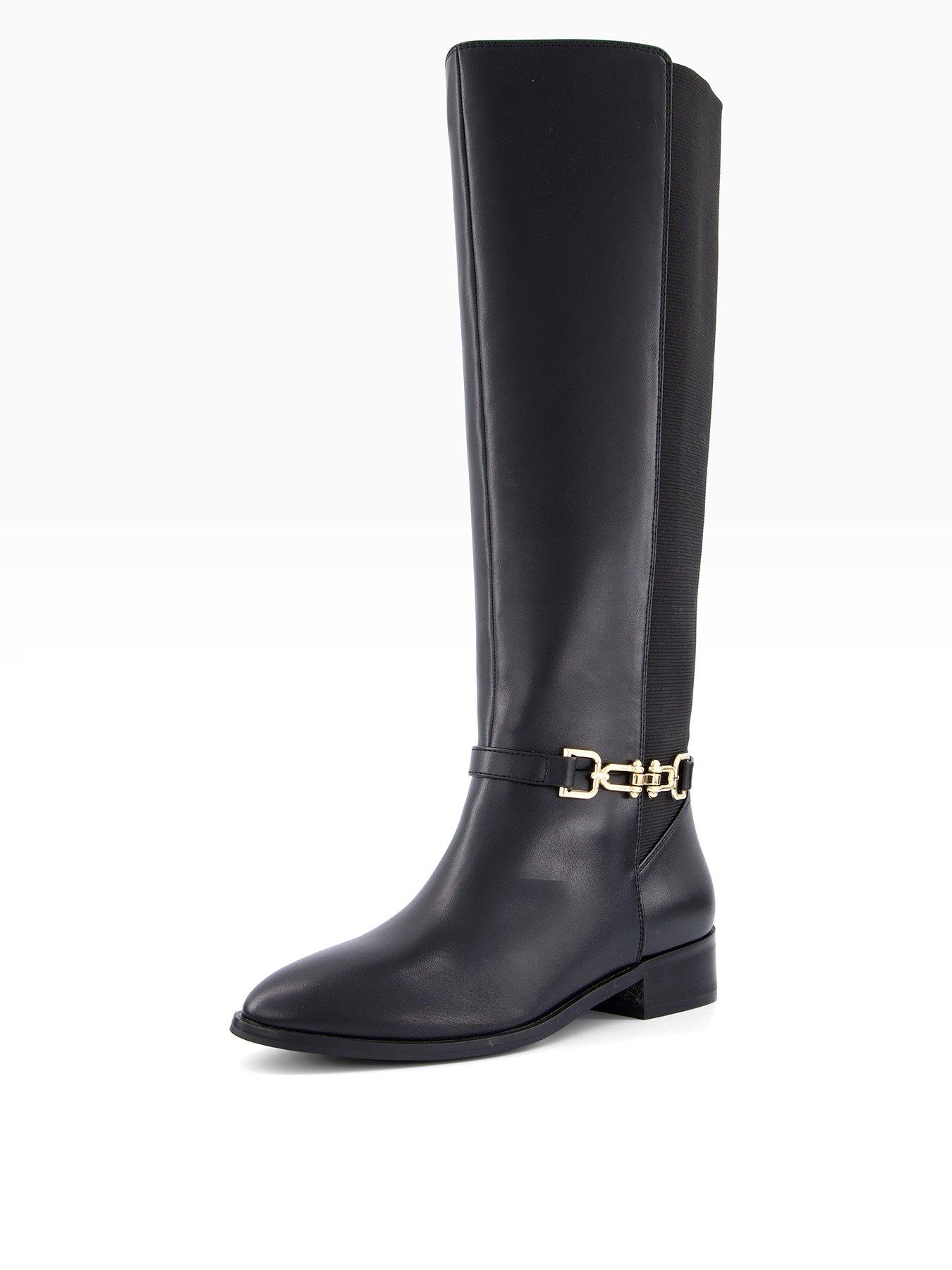 The Very Collection Elastic Panel Buckle Knee Boot - Black