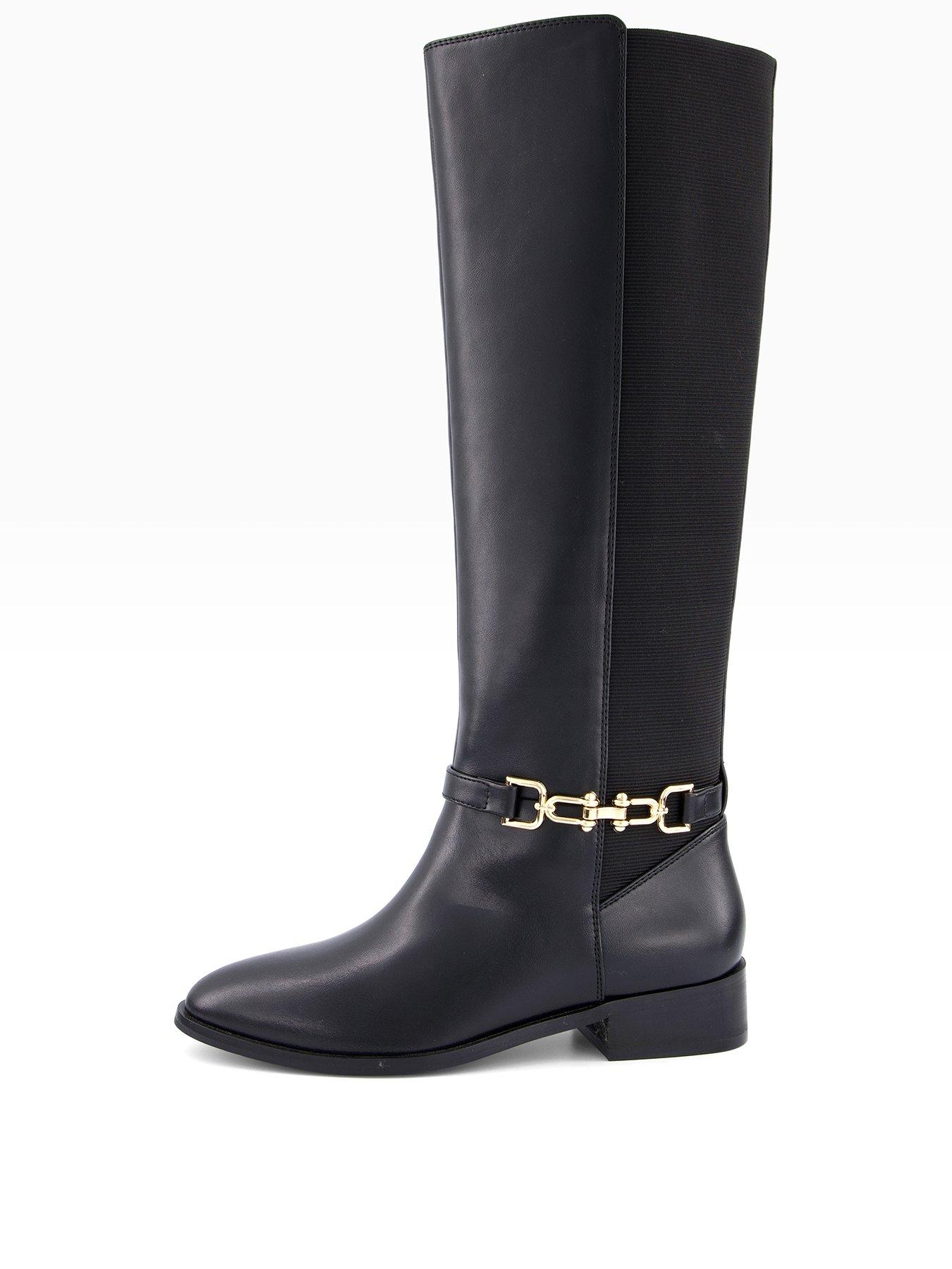 Image 3 of 8 of The Very Collection Elastic Panel Riding Knee Boot - Black