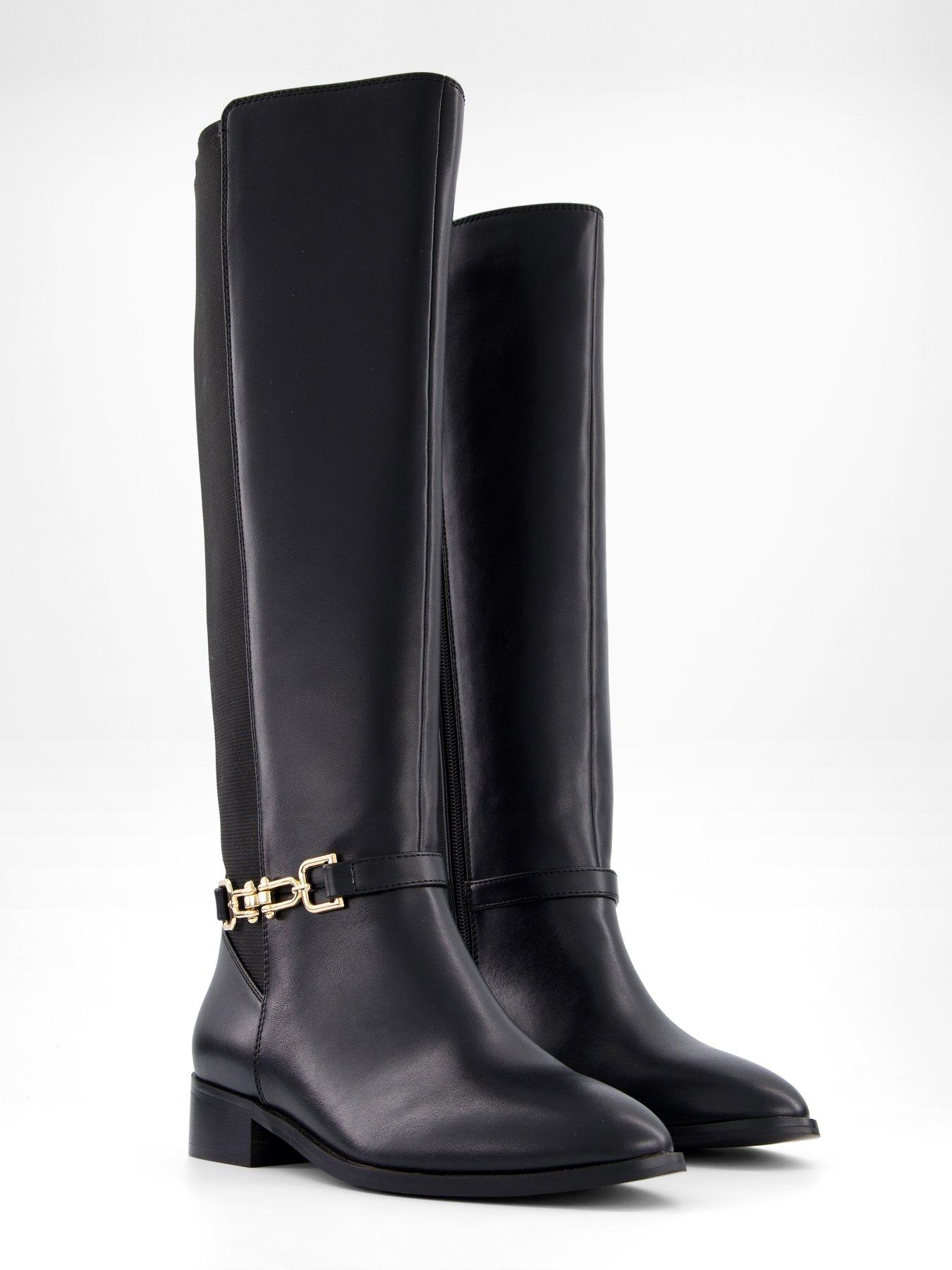 Image 7 of 8 of The Very Collection Elastic Panel Riding Knee Boot - Black