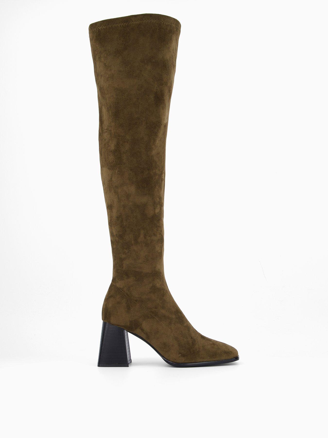 The Very Collection Square Toe Over Knee Boot - Khaki