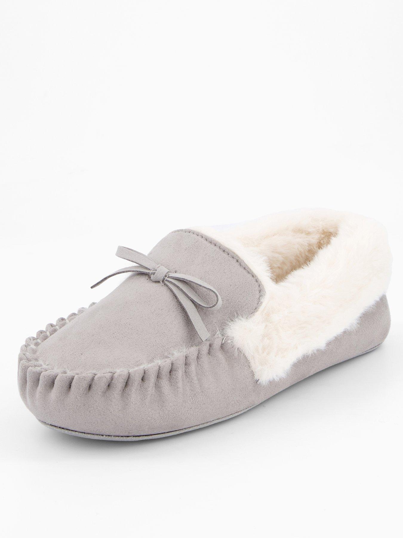  image of the-very-collection-moccasin-slippers-grey