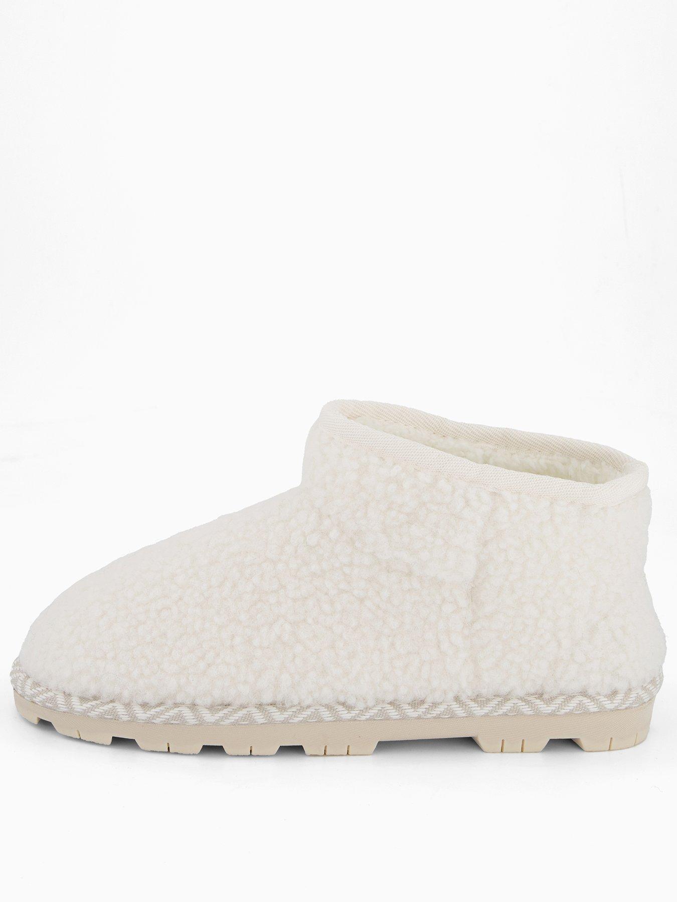 The Very Collection Borg Slipper Boot - Cream