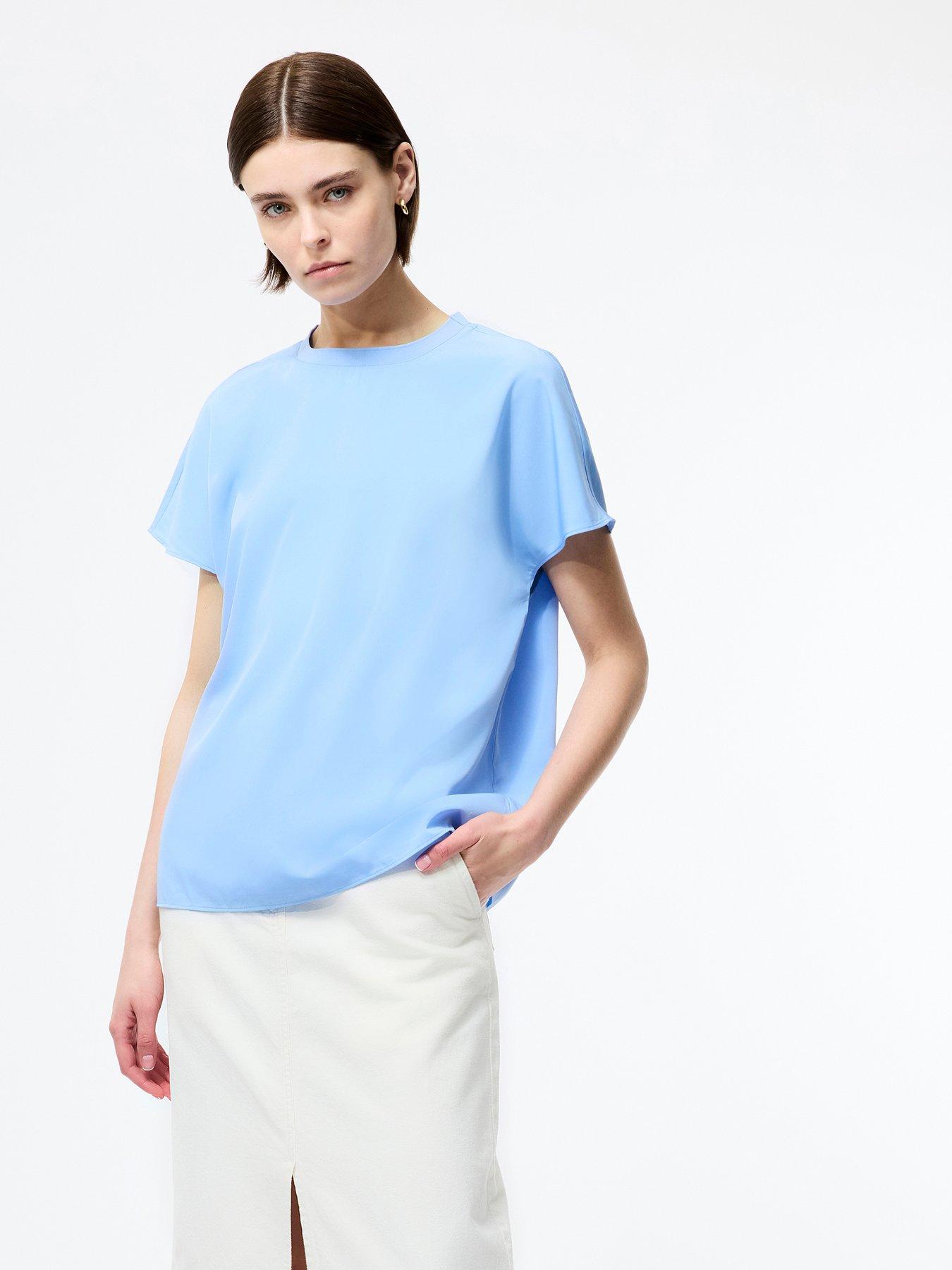  image of french-connection-crepe-oversized-short-sleeve-crew-neck-t-shirt