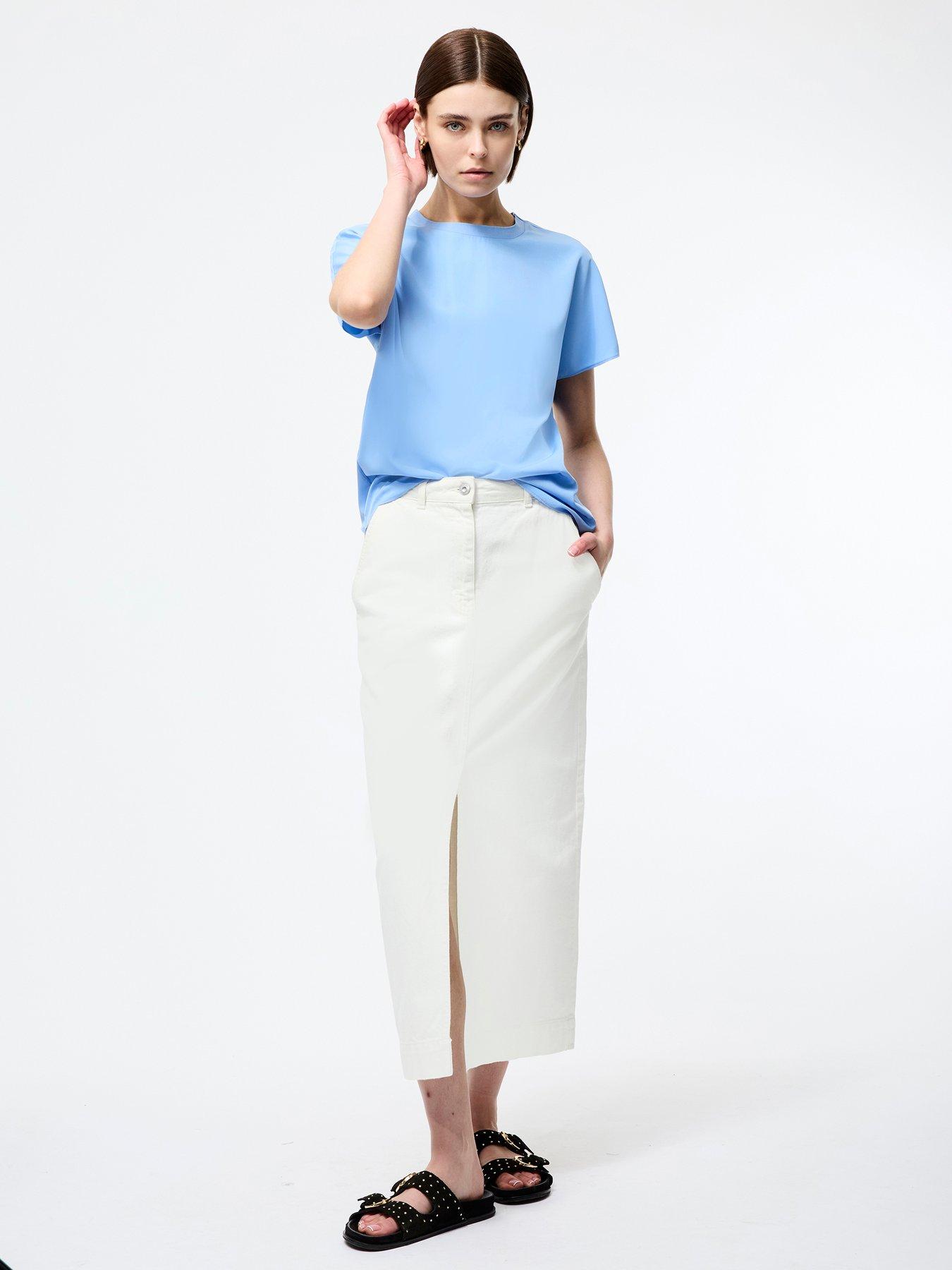  image of french-connection-crepe-oversized-short-sleeve-crew-neck-t-shirt