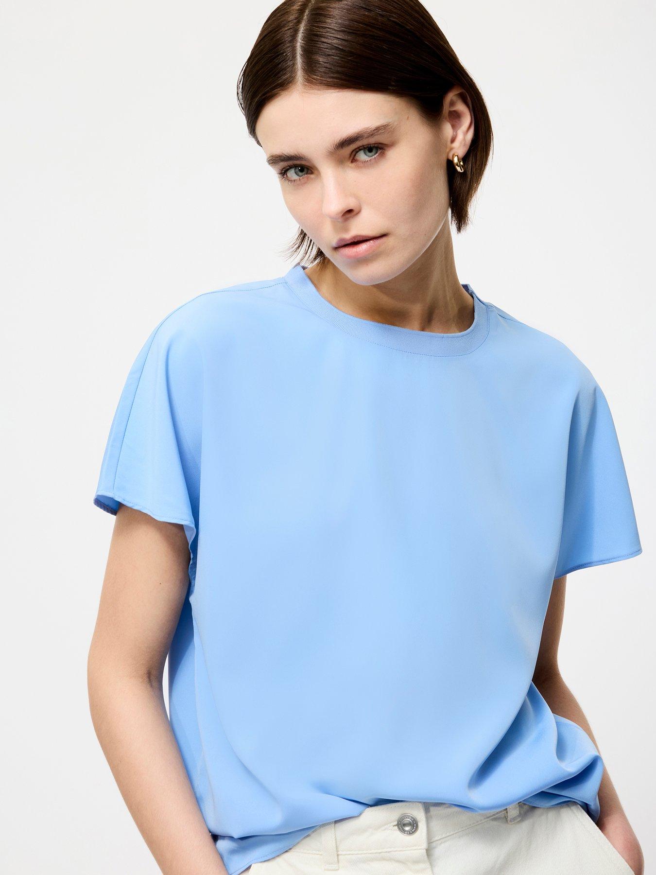  image of french-connection-crepe-oversized-short-sleeve-crew-neck-t-shirt