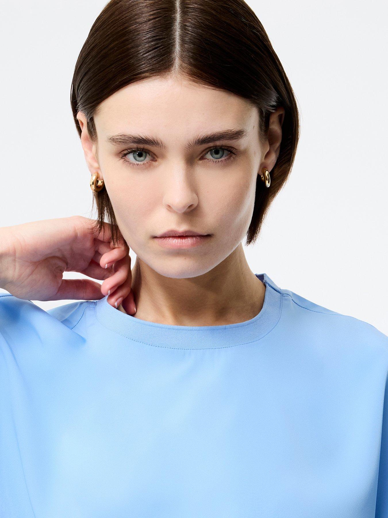  image of french-connection-crepe-oversized-short-sleeve-crew-neck-t-shirt