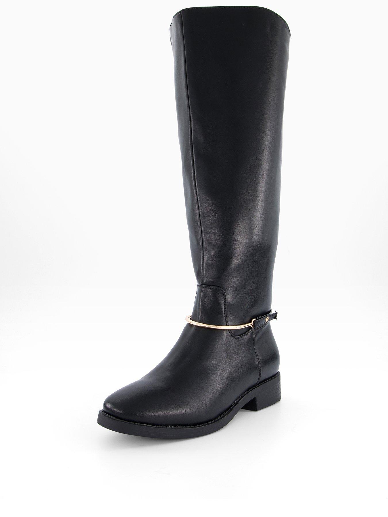  image of the-very-collection-wide-fit-riding-boot-black
