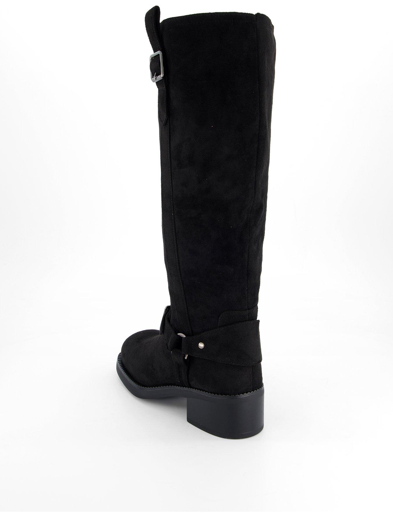  image of the-very-collection-wide-fit-with-wider-fitting-calf-knee-boot-black