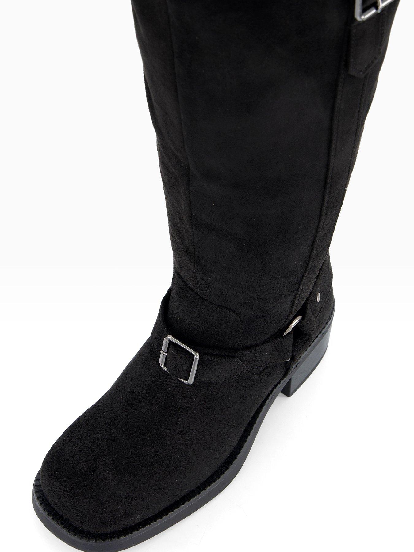  image of the-very-collection-wide-fit-with-wider-fitting-calf-knee-boot-black