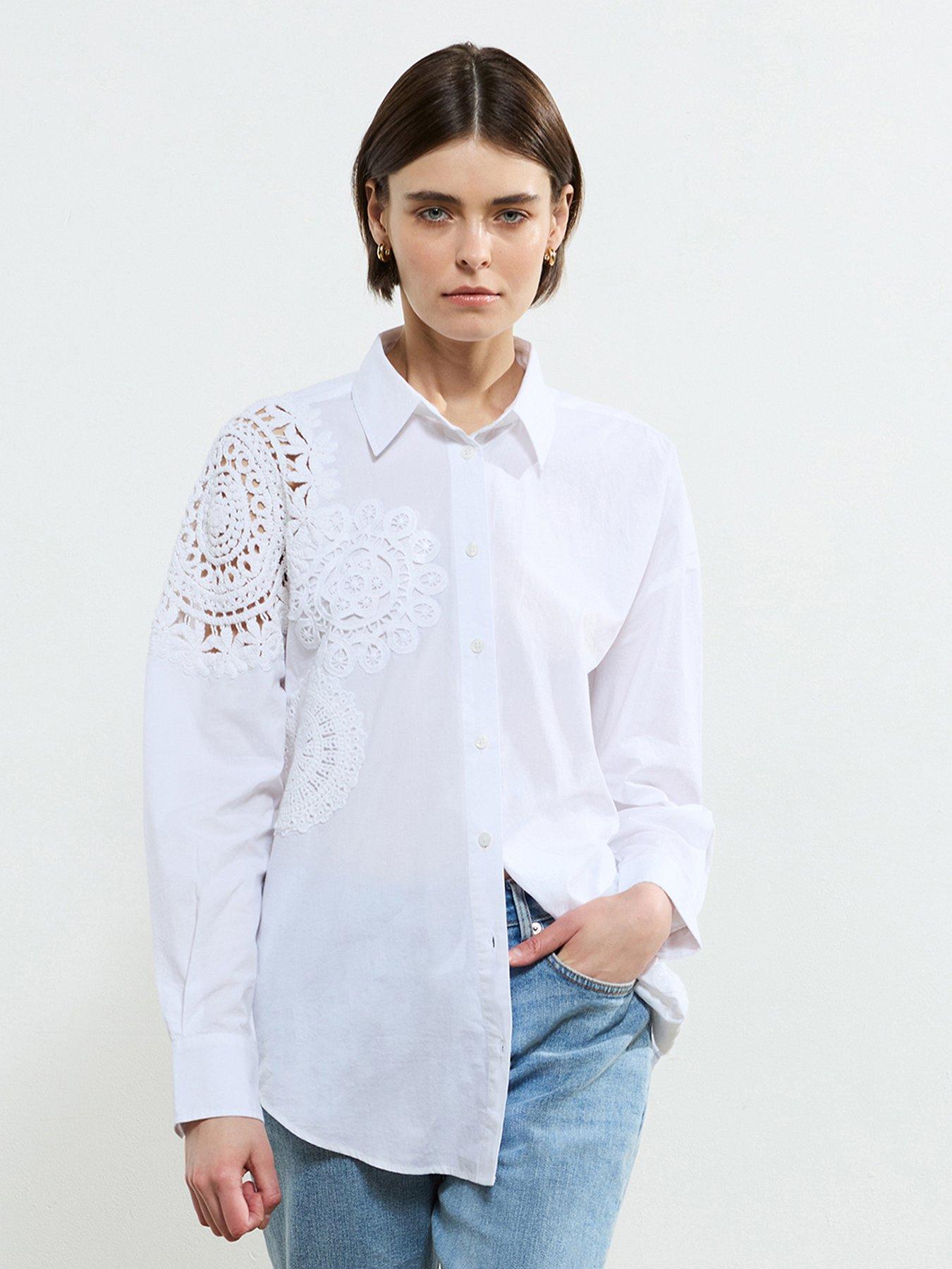 french-connection-cotton-crotchet-embroidered-long-sleeve-button-up-shirt-white