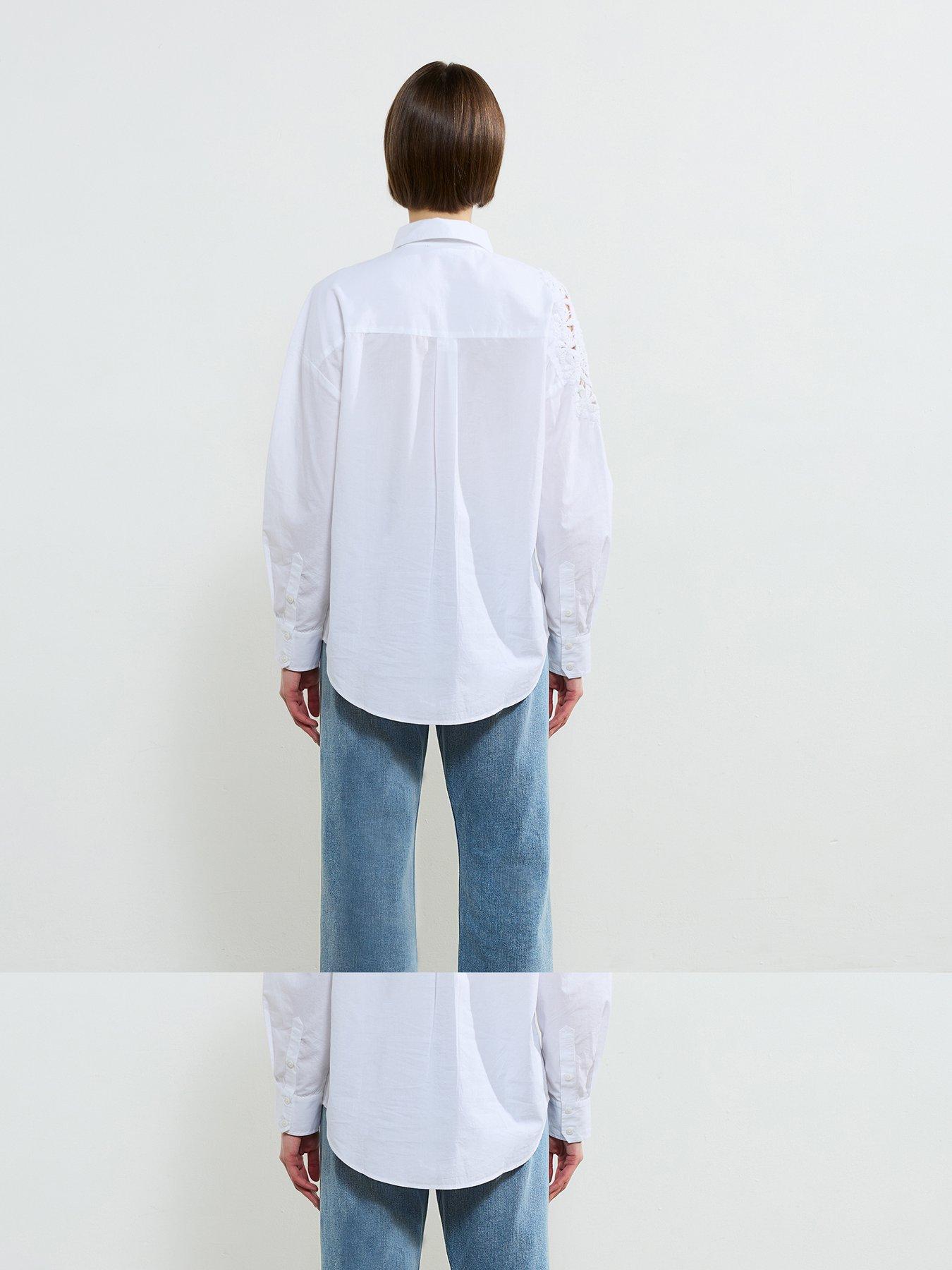 stillFront image of french-connection-cotton-crotchet-embroidered-long-sleeve-button-up-shirt-white