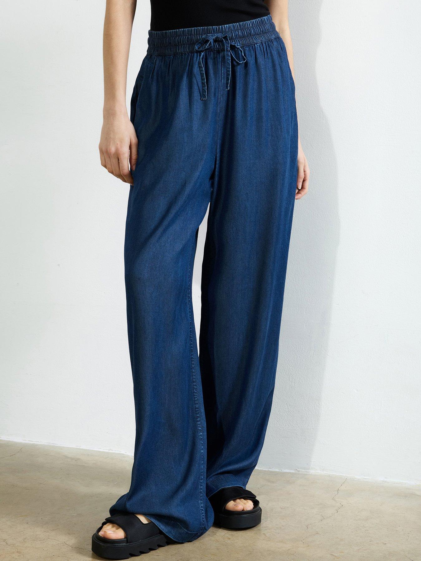 undefined Floaty Wide Leg Denim-style Elasticated Waist Trousers