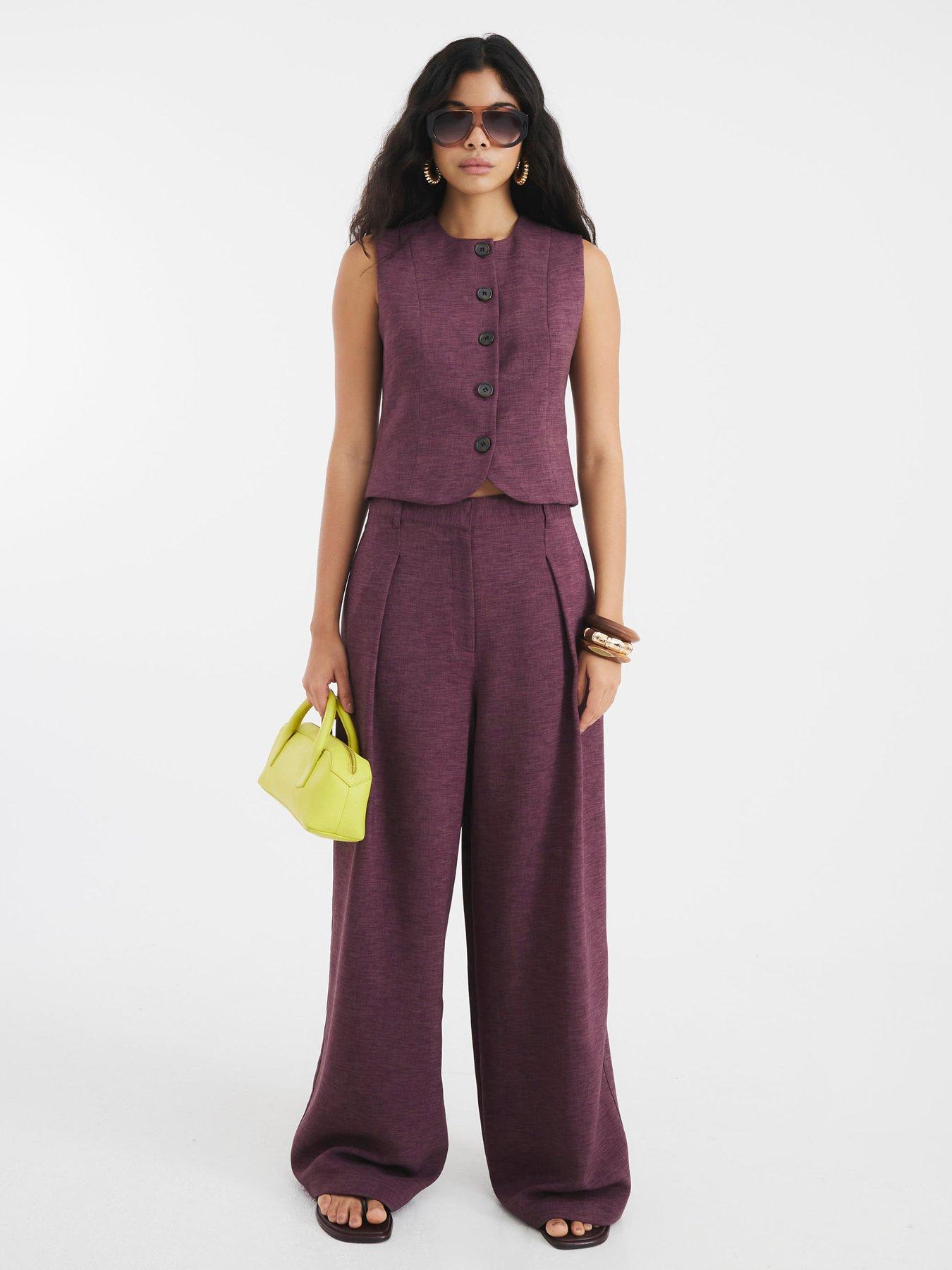 River Island Easy Wide Trouser - Purple
