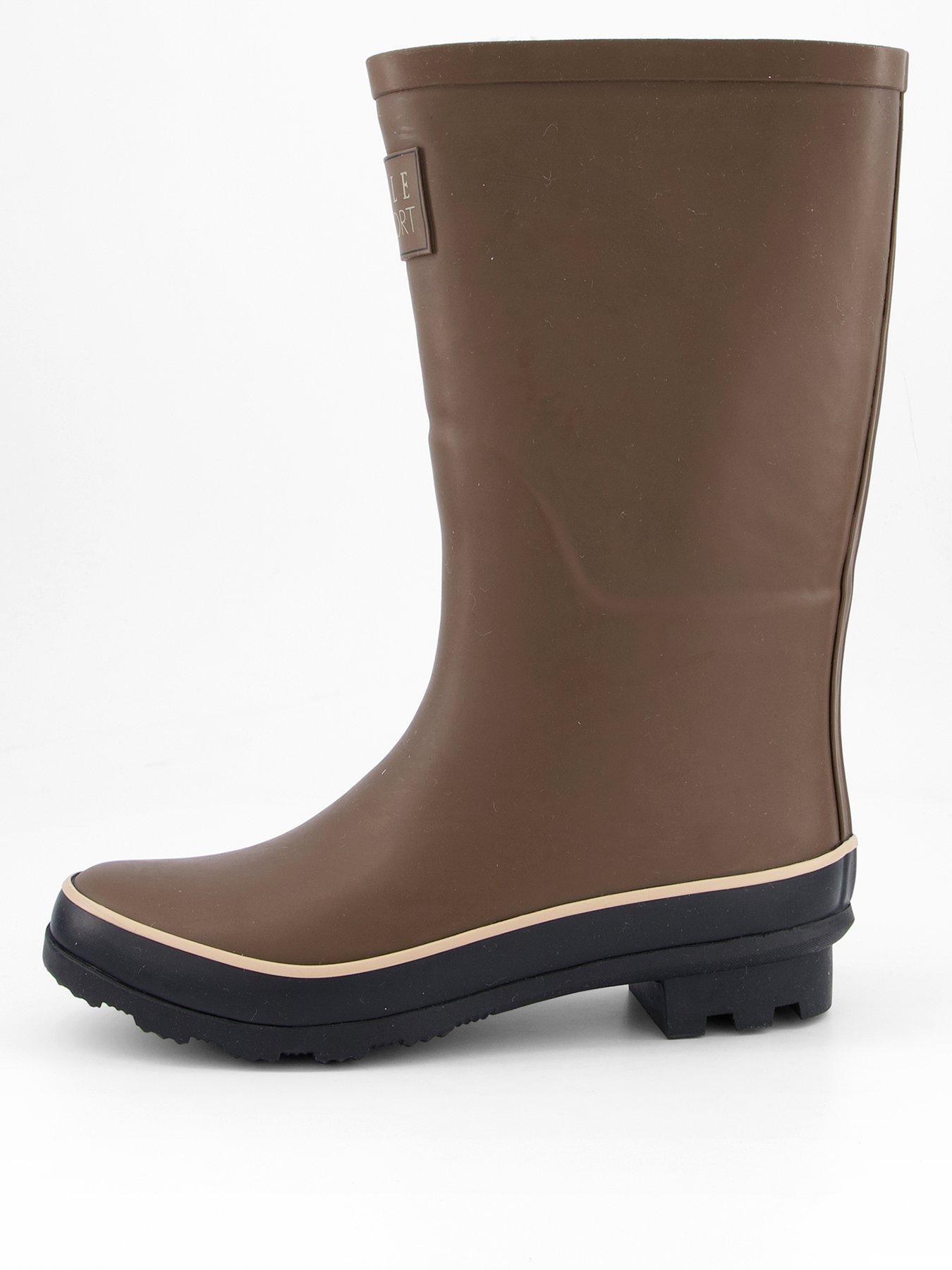 Elle Sport Calf Wellington Boot With Warm Lining -  Brown