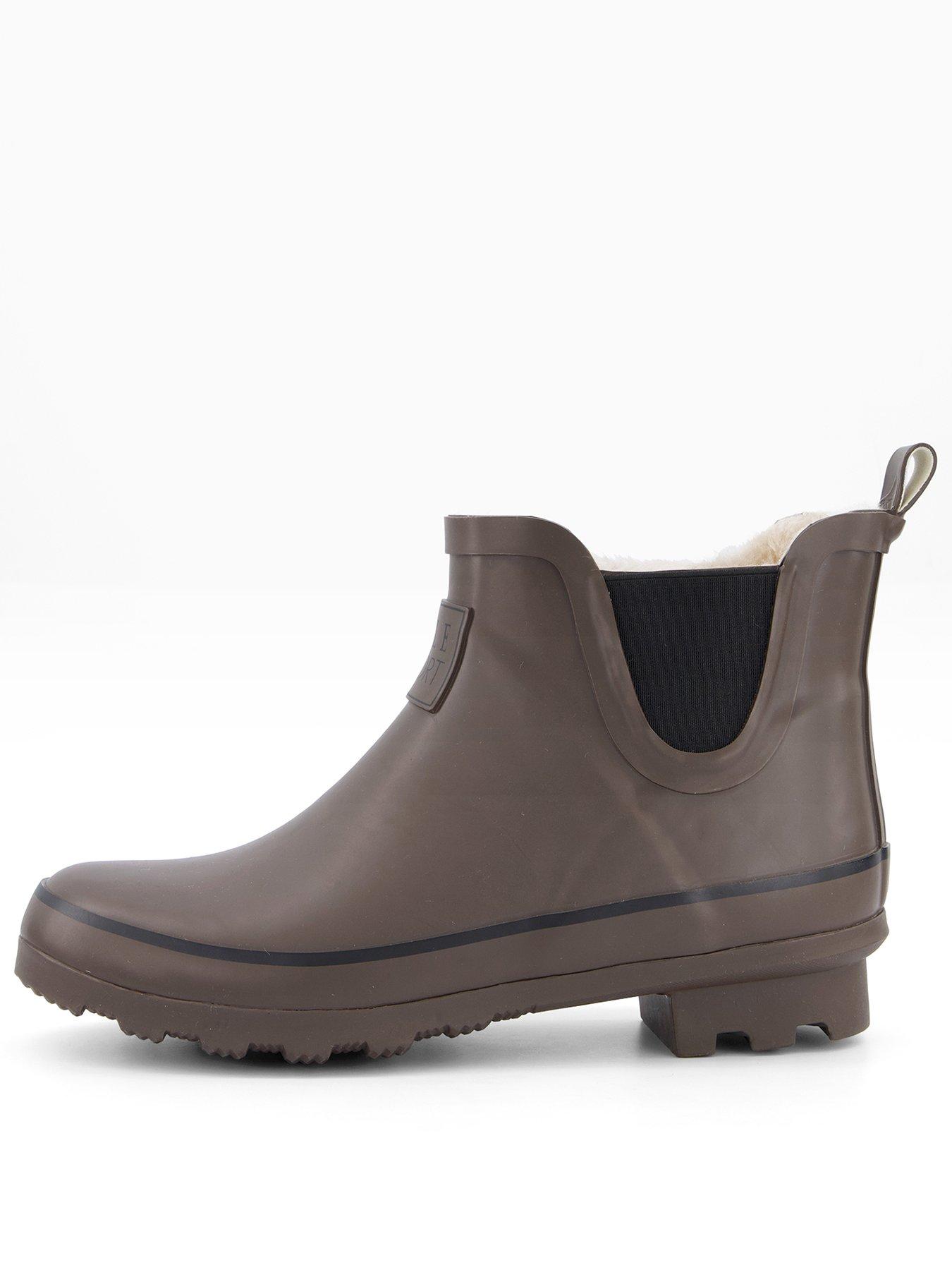 front image of elle-sport-ankle-wellington-boot-with-borg-lining-brown