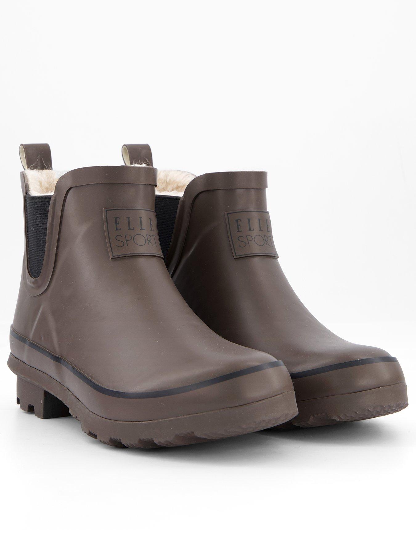  image of elle-sport-ankle-wellington-boot-with-borg-lining-brown