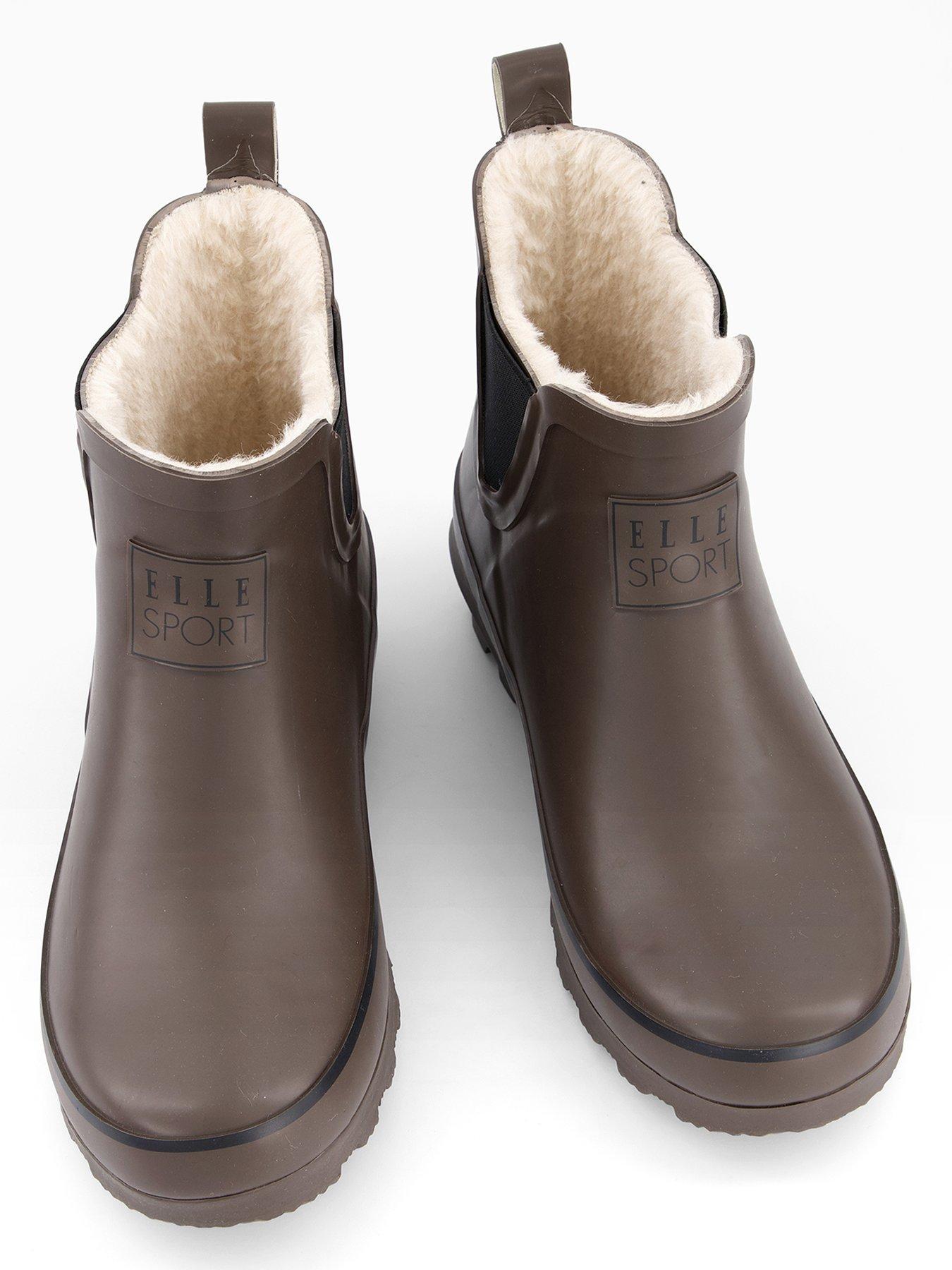 Image 4 of 7 of Elle Sport Ankle Wellington Boot With Borg Lining - Brown