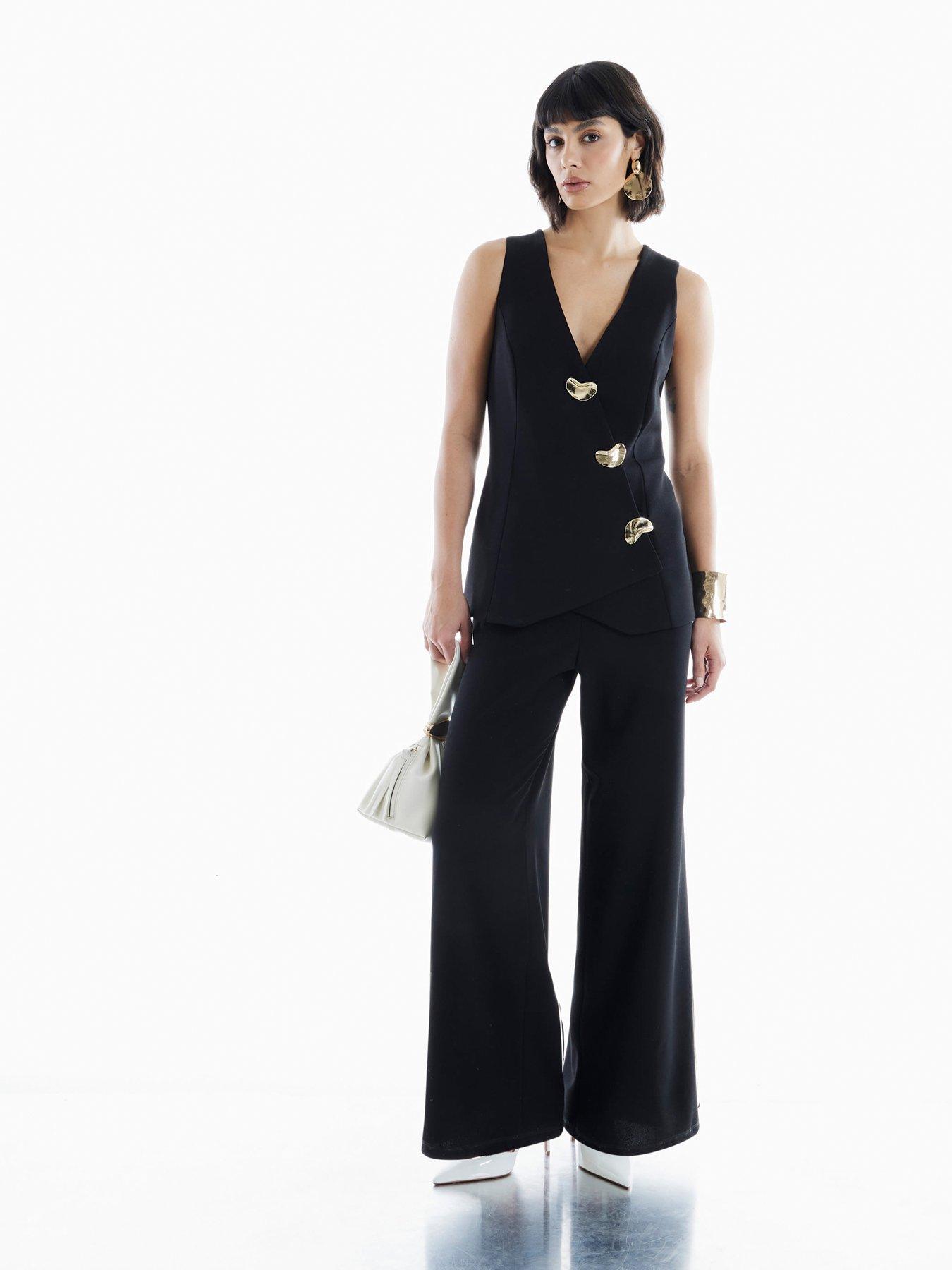 River Island Waistcoat Hybrid Jumpsuit - Black