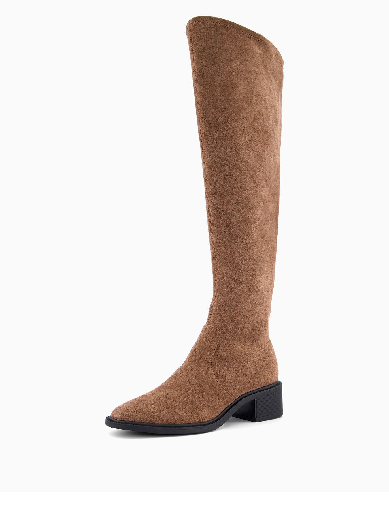 stillFront image of the-very-collection-flat-over-knee-boot-dark-taupe