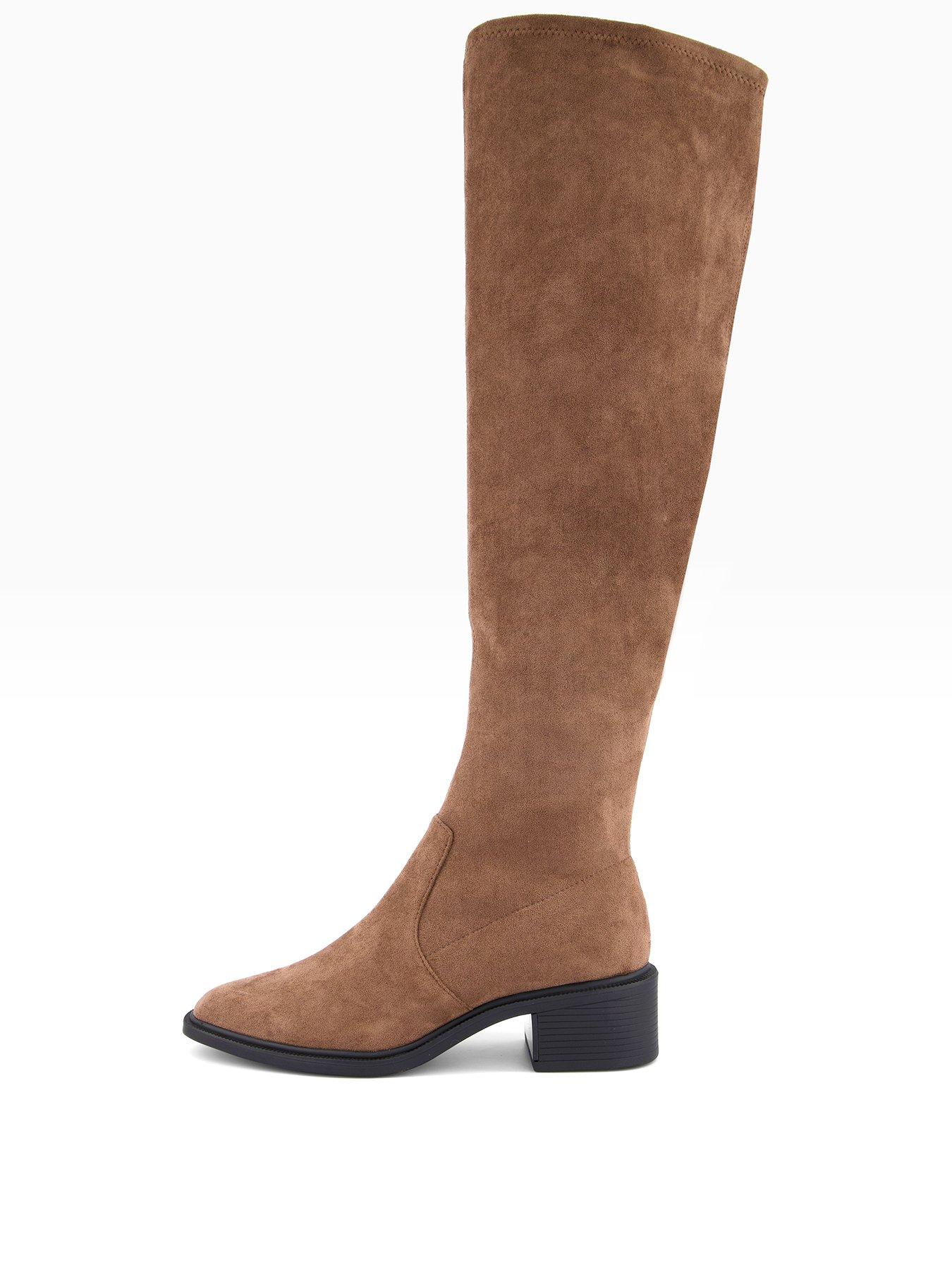  image of the-very-collection-flat-over-knee-boot-dark-taupe