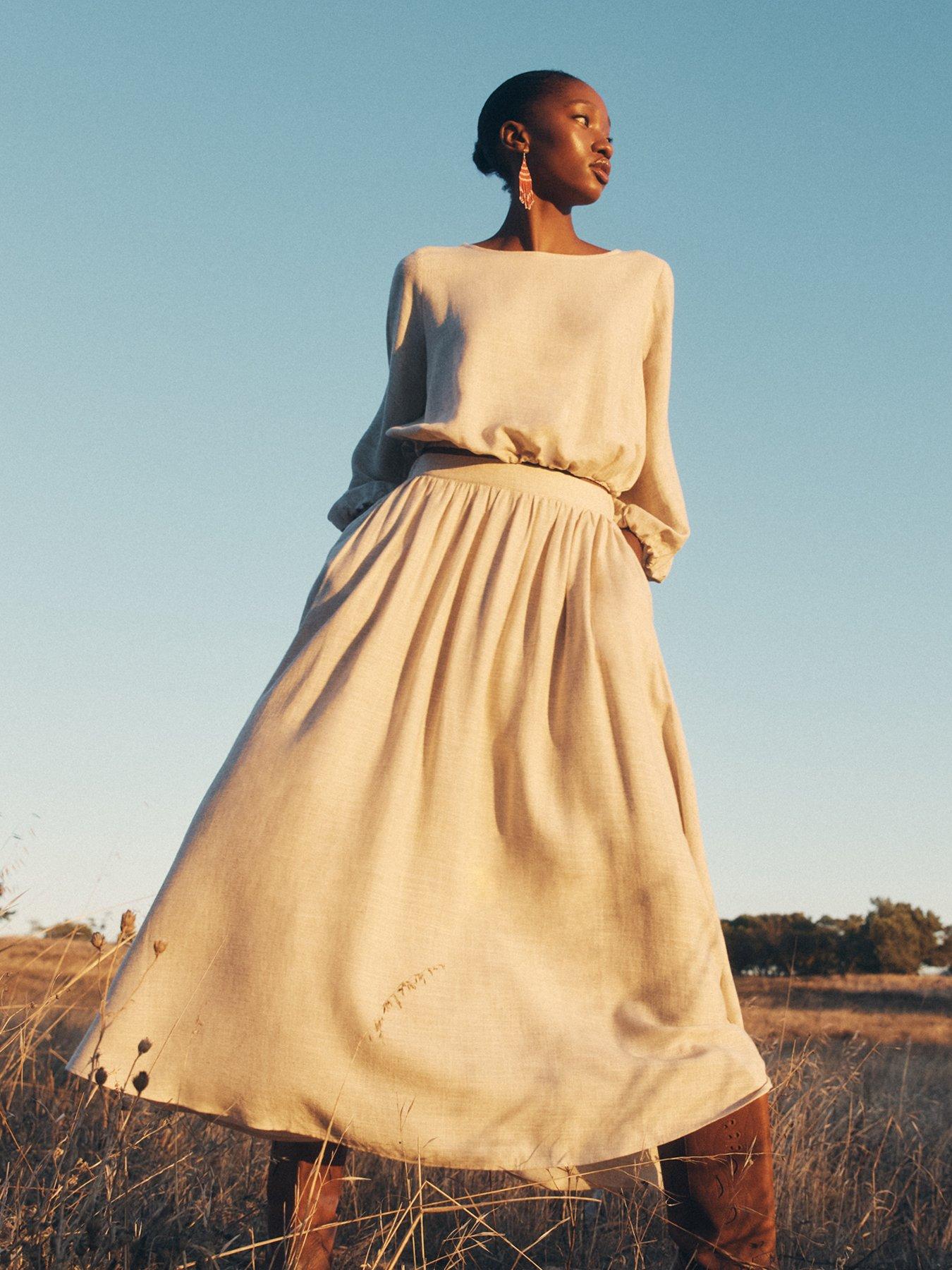 Linen Skirt Womens Maxi Skirts Apricot ASOS DESIGN Satin Bias Midi