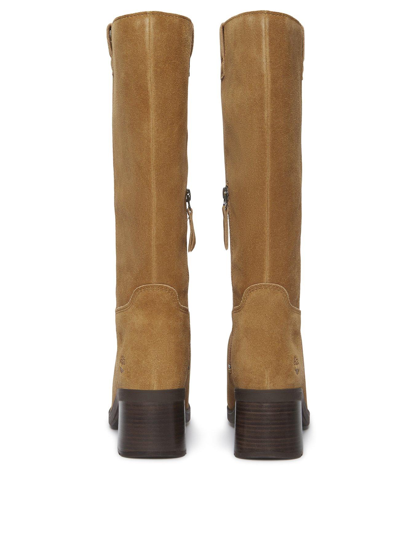  image of timberland-bellevaux-knee-high-suede-heeled-boot-medium-brown