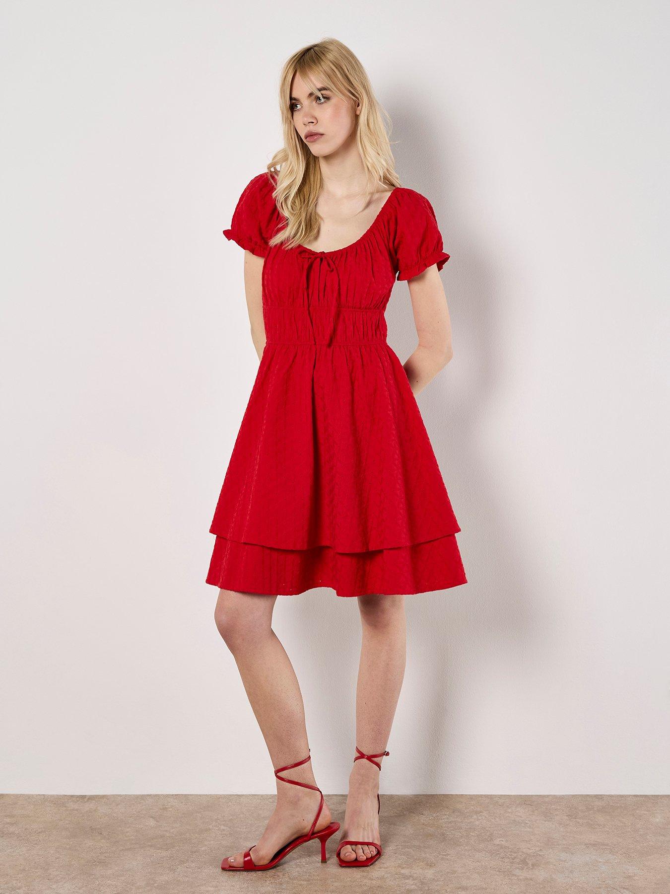 milkmaid dress red Red boohoo Maternity Milkmaid Midi Dress