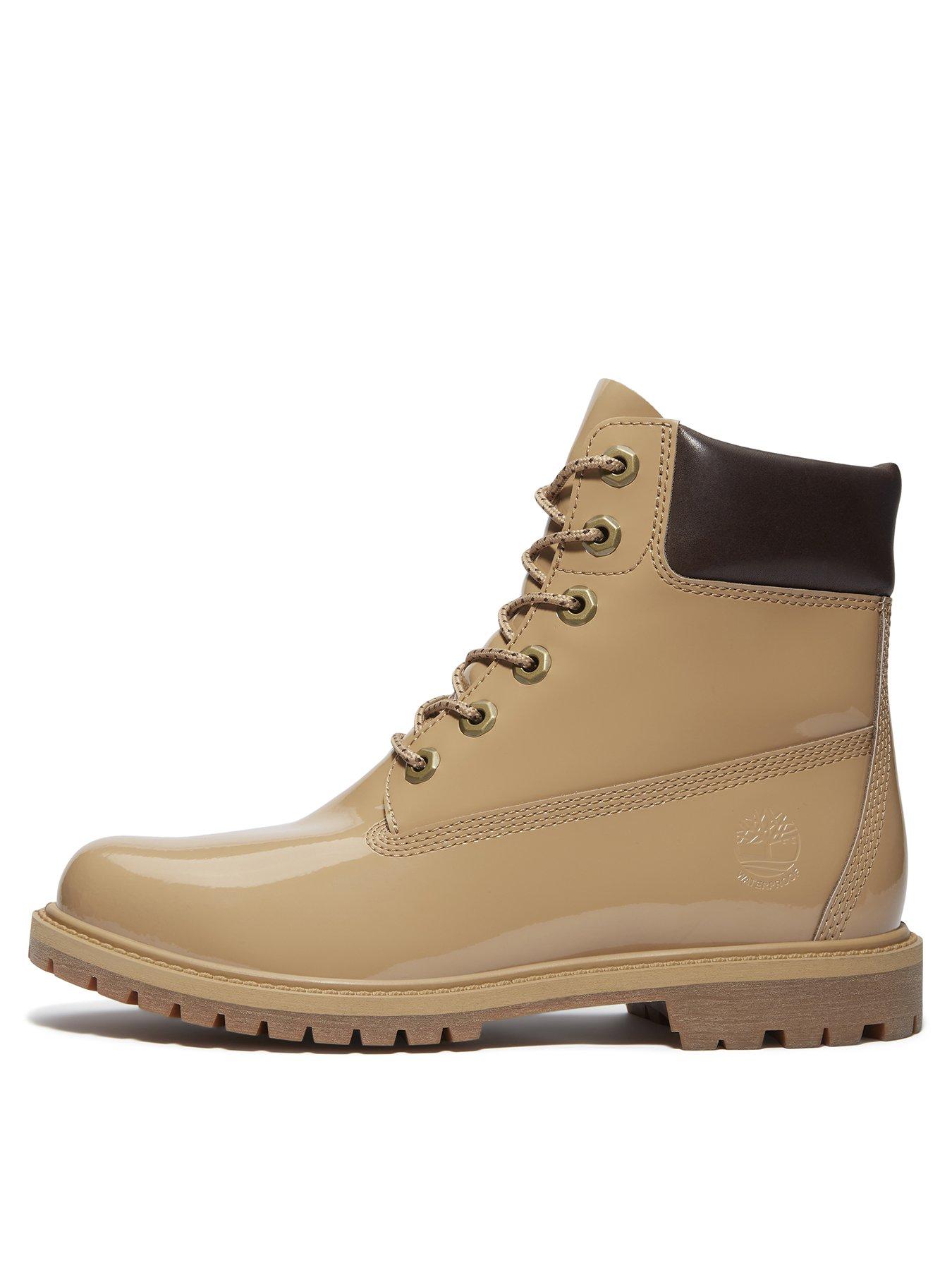  image of timberland-premium-6-in-lace-waterproof-boot-wheat-patent-leather-beige