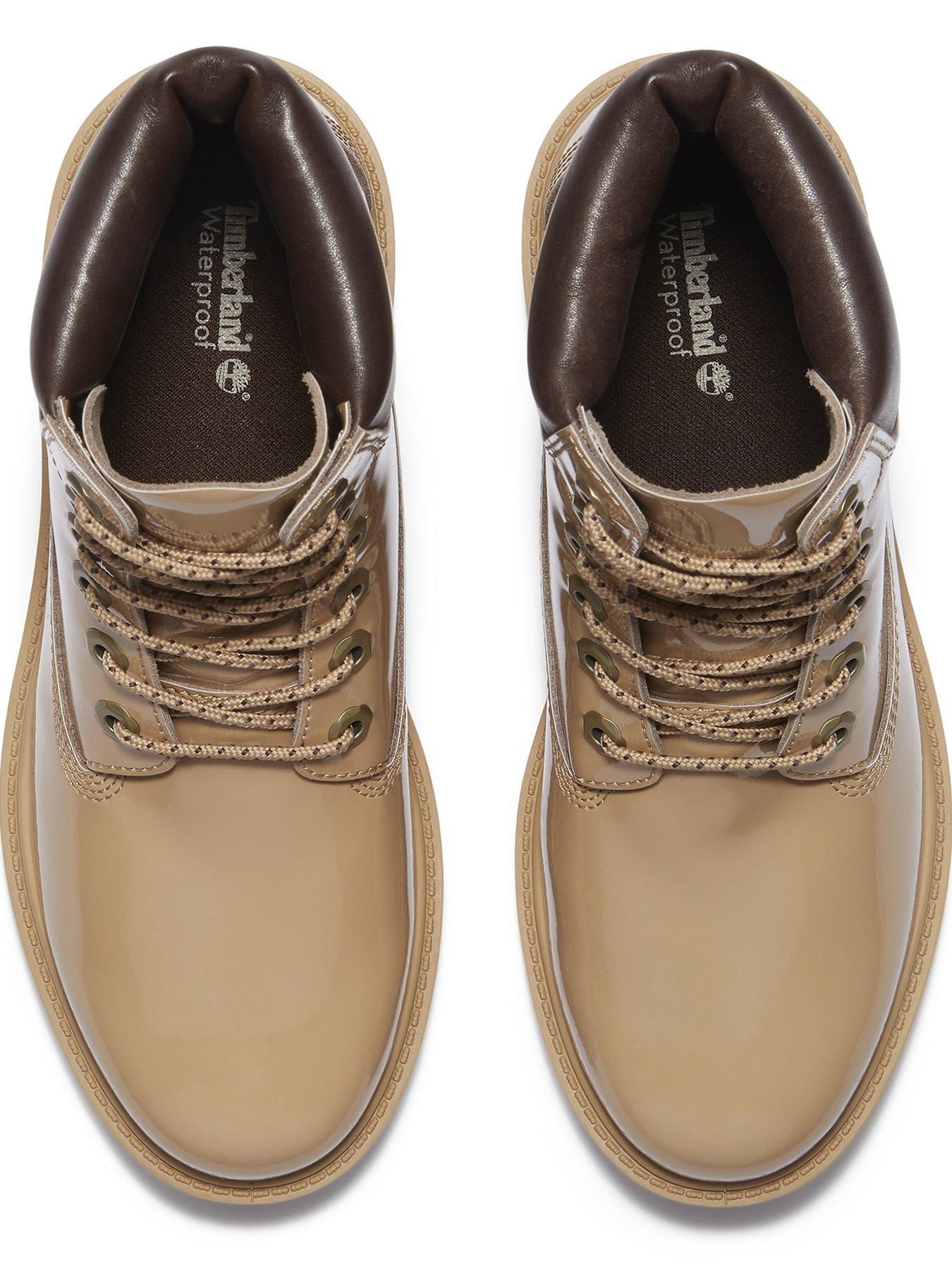  image of timberland-premium-6-in-lace-waterproof-boot-wheat-patent-leather-beige