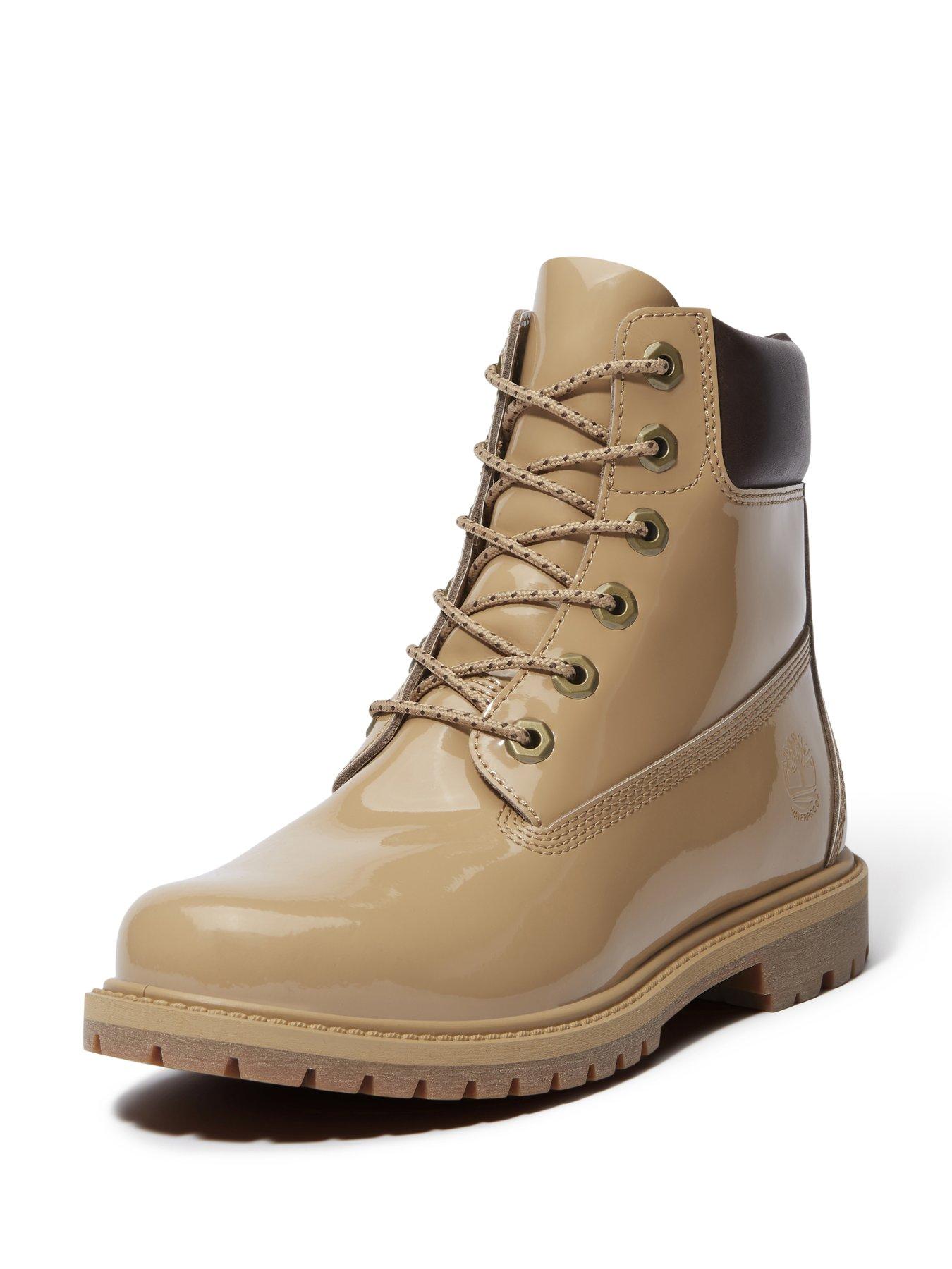  image of timberland-premium-6-in-lace-waterproof-boot-wheat-patent-leather-beige