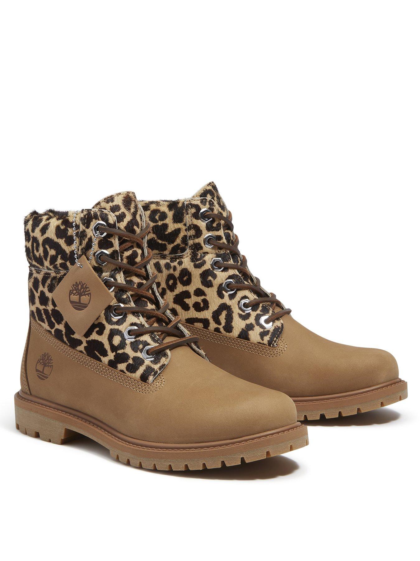 Image 2 of 7 of Timberland Preium 6 Inch Leopard Print Lace-up Boot - Beige