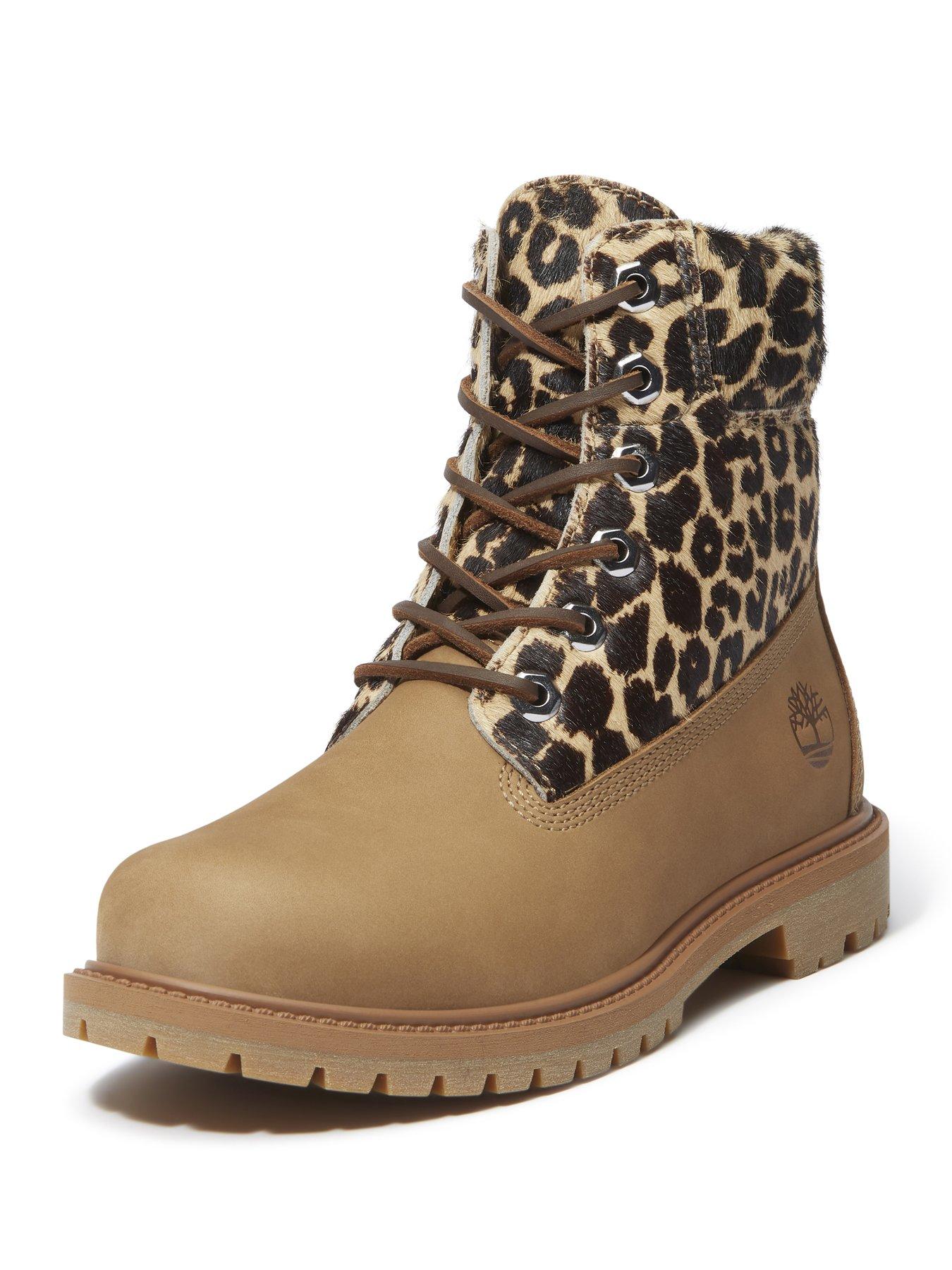 Image 6 of 7 of Timberland Preium 6 Inch Leopard Print Lace-up Boot - Beige