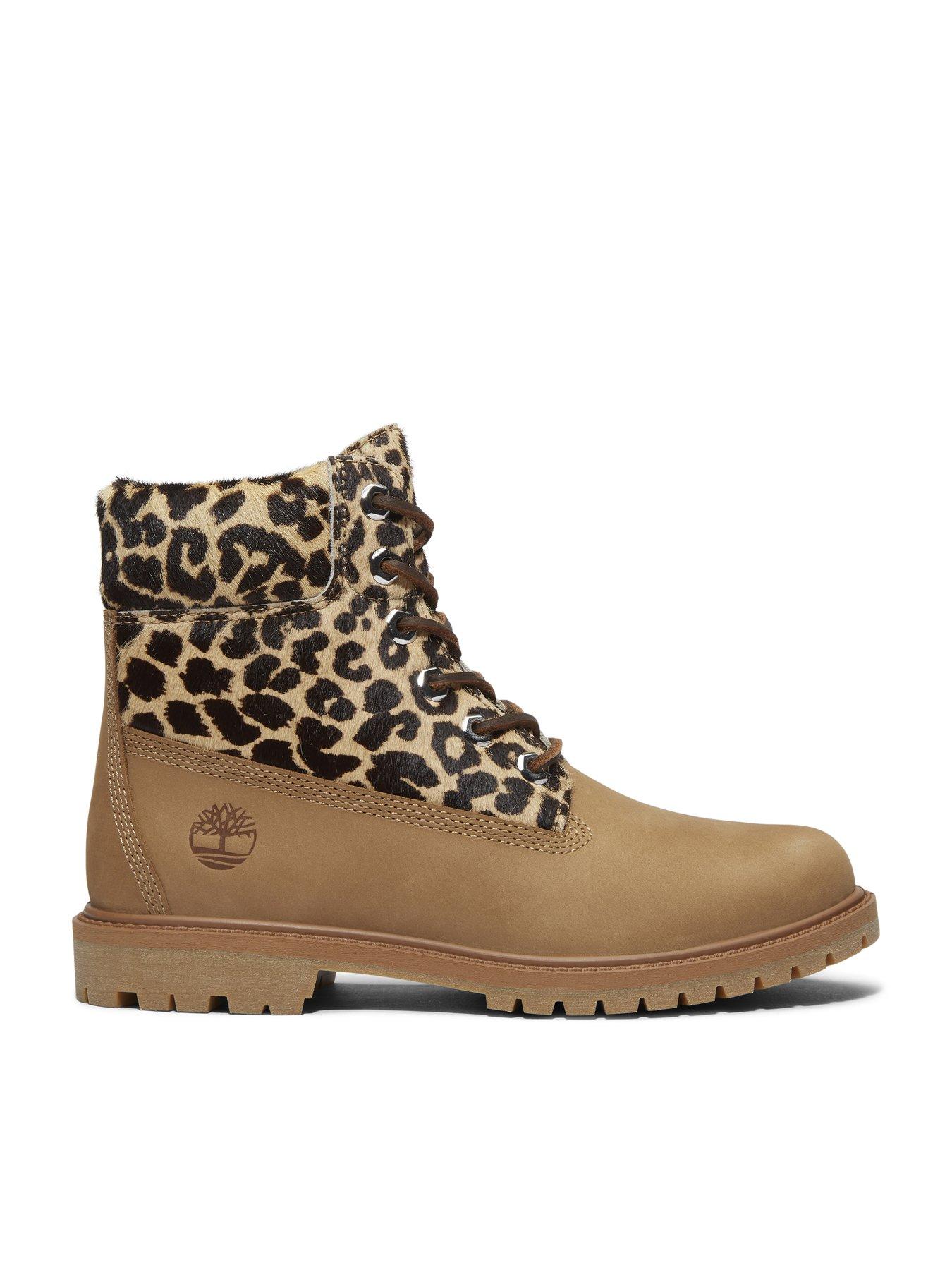 Image 7 of 7 of Timberland Preium 6 Inch Leopard Print Lace-up Boot - Beige