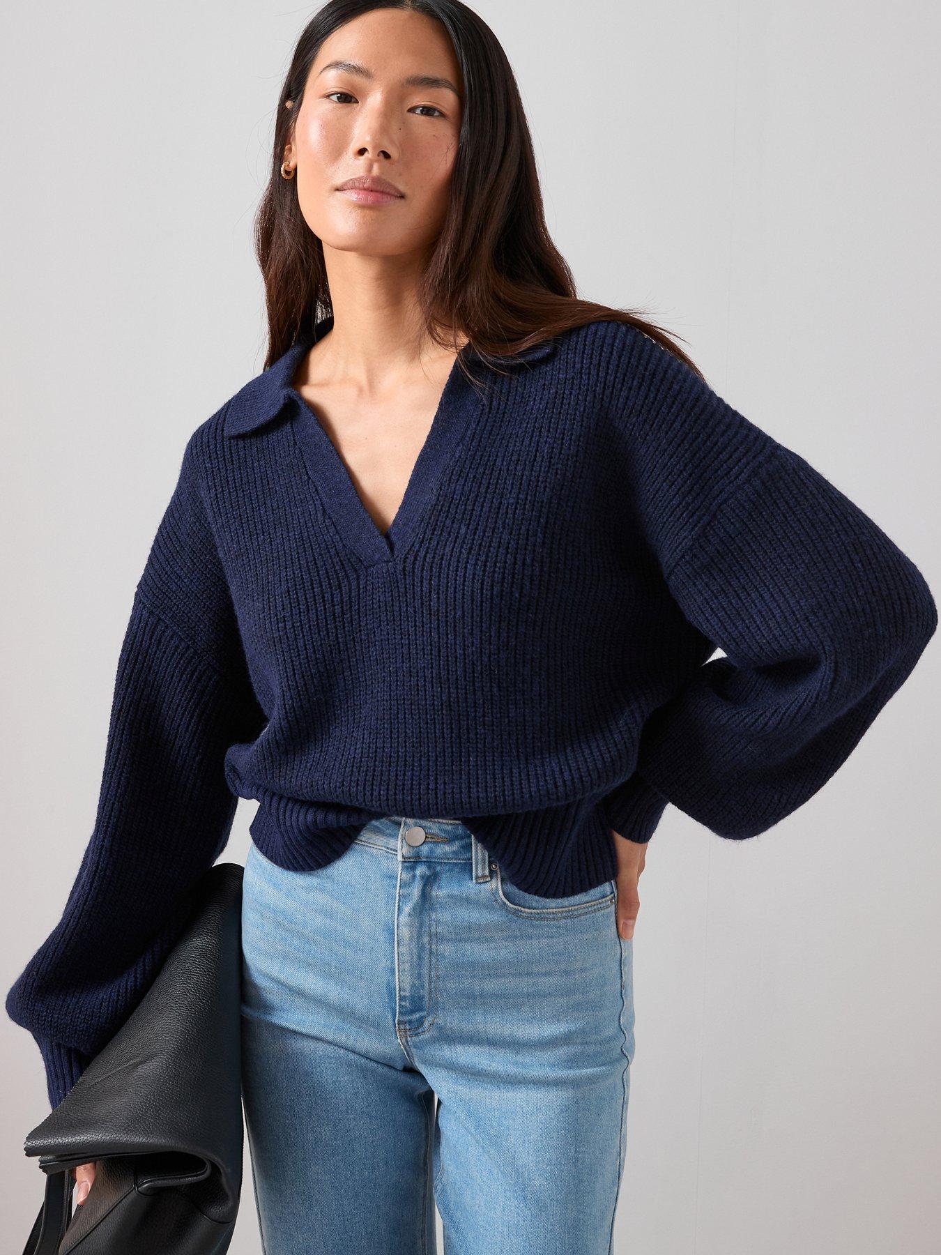 the-very-collection-timeless-yarn-collared-neck-jumper-navy