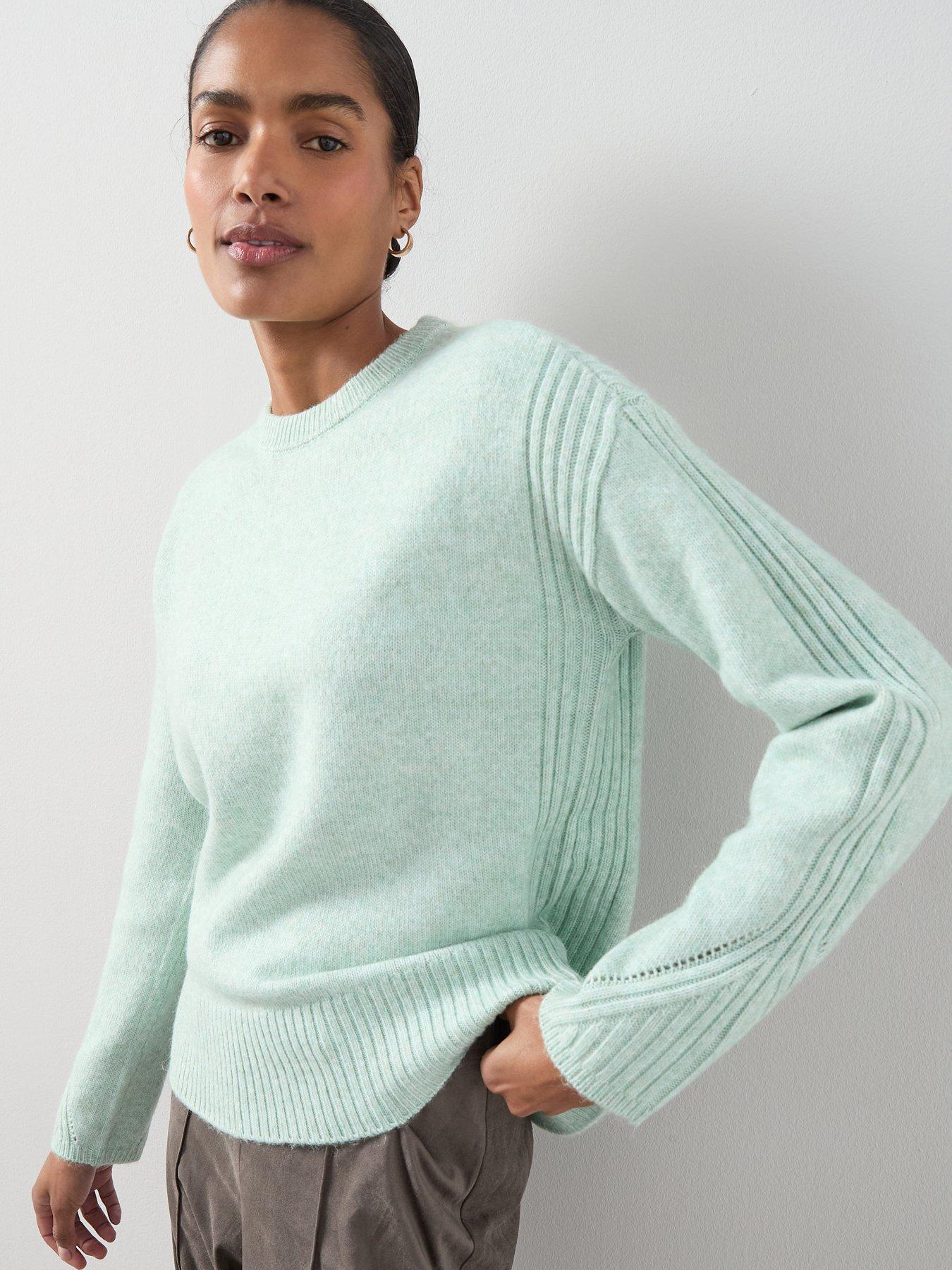 The Very Collection Timeless Yarn Crew Neck Stitch Detail Jumper - Mint Green