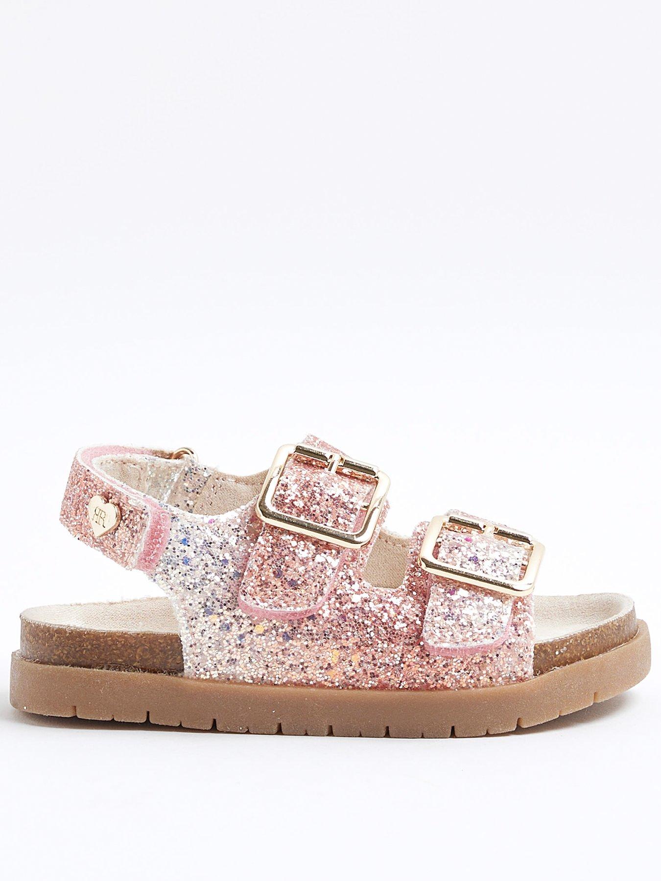 River Island Mini Girls Glitter Ombre Footbed Sandals - Pink