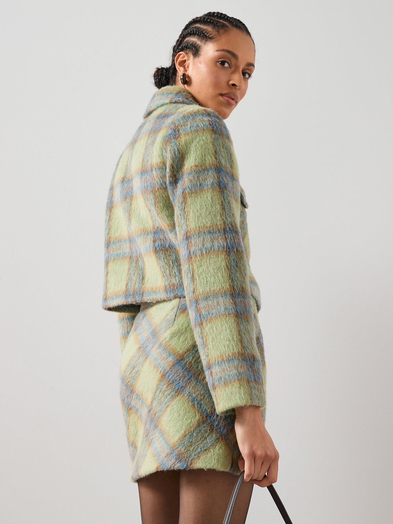 Image 2 of 6 of V by Very Check Collared Jacket - Green