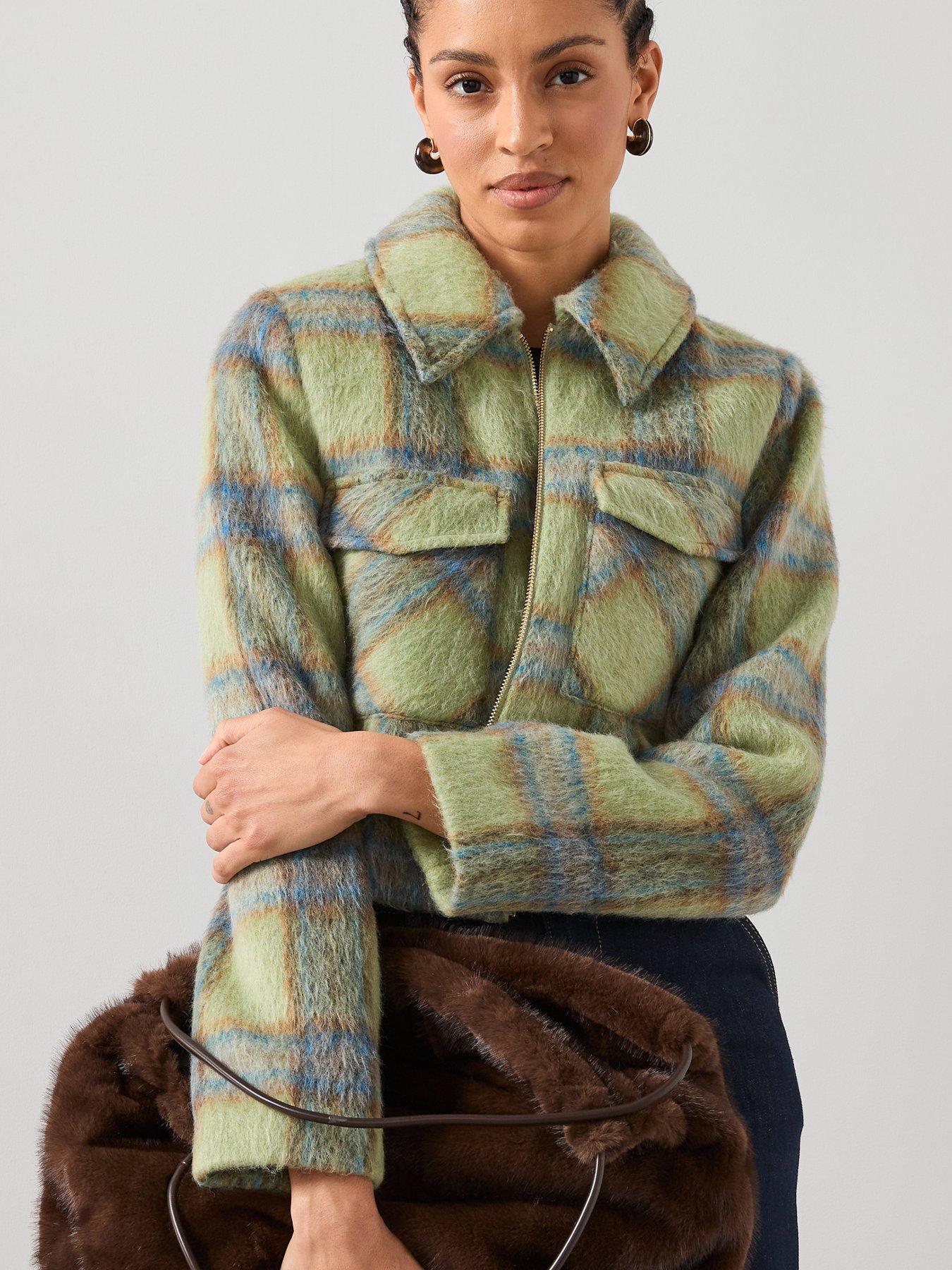 Image 4 of 6 of V by Very Check Collared Jacket - Green