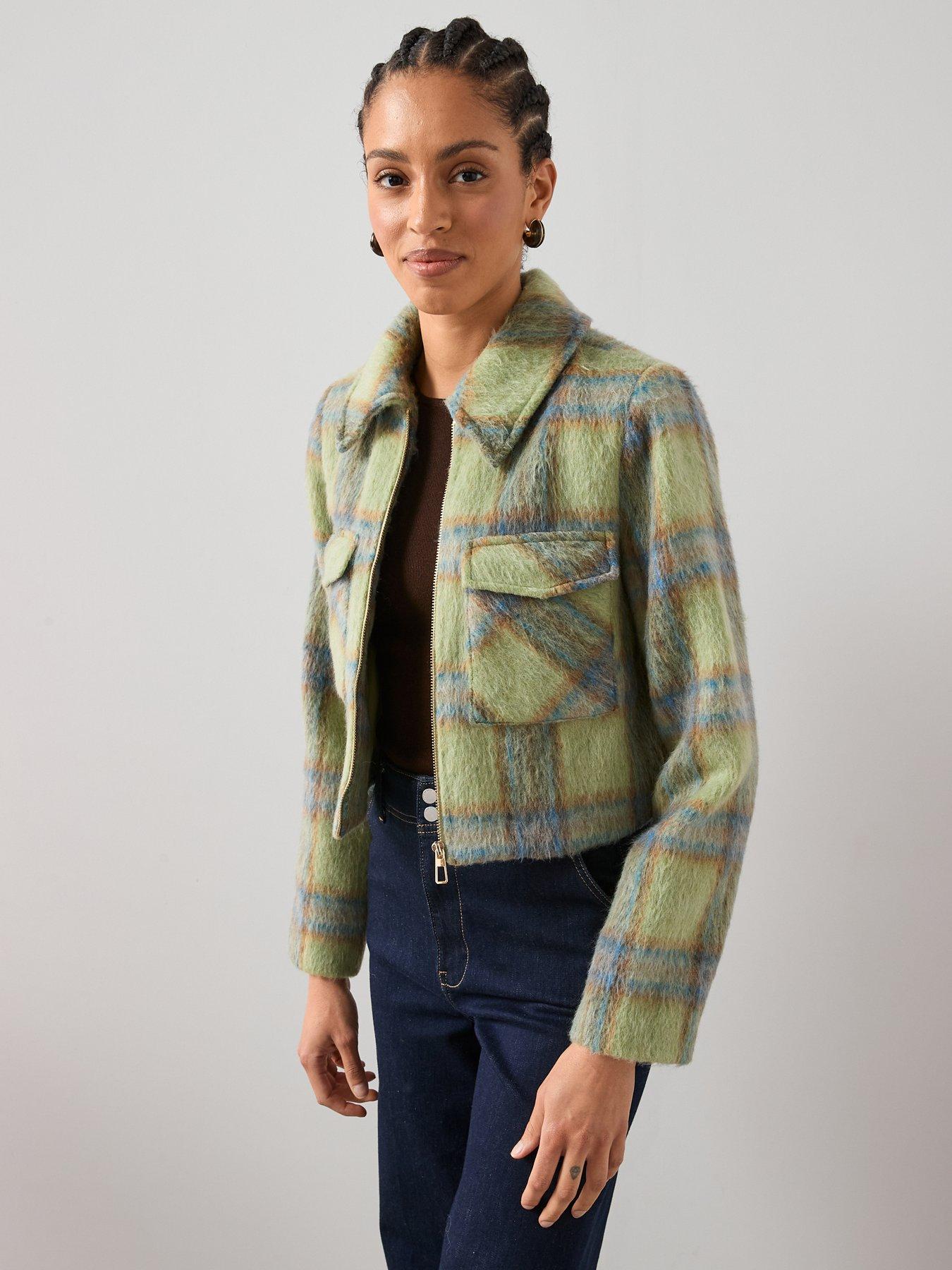 Image 6 of 6 of V by Very Check Collared Jacket - Green
